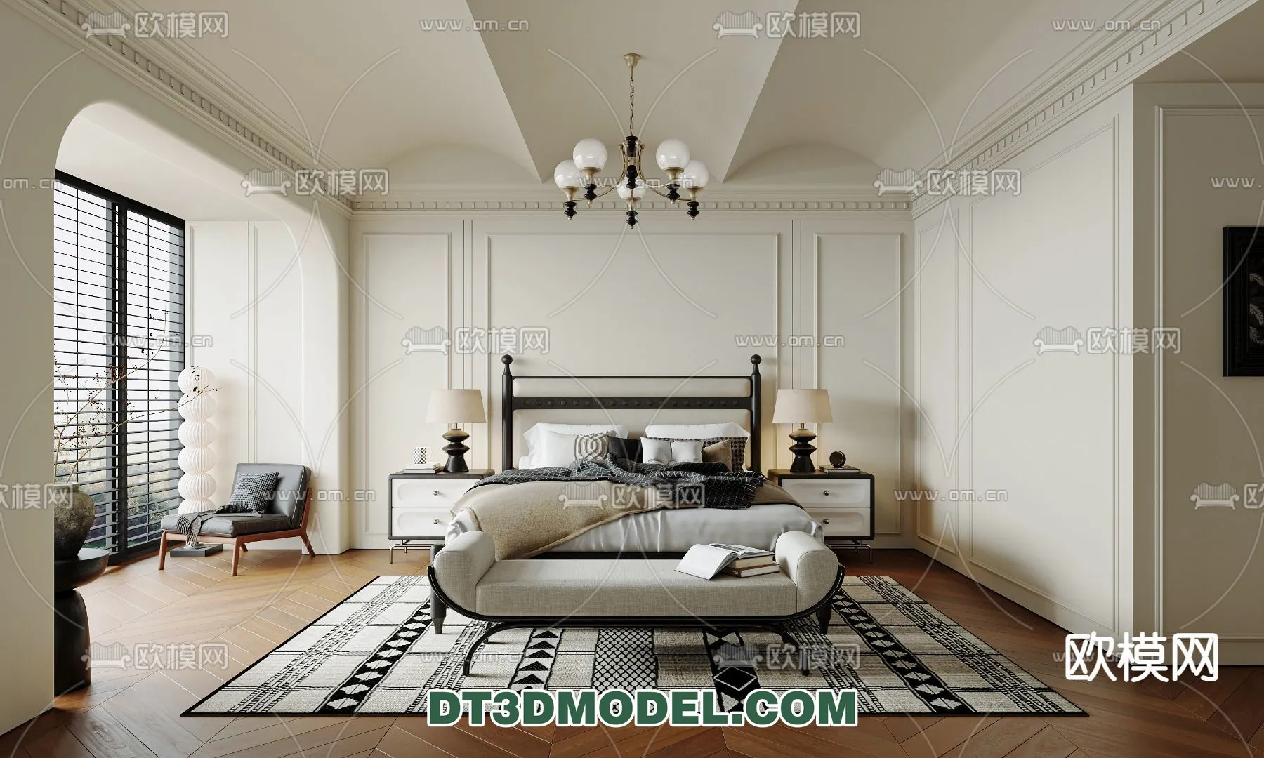 Bedroom – France Style – Interior 3D Scene – 035