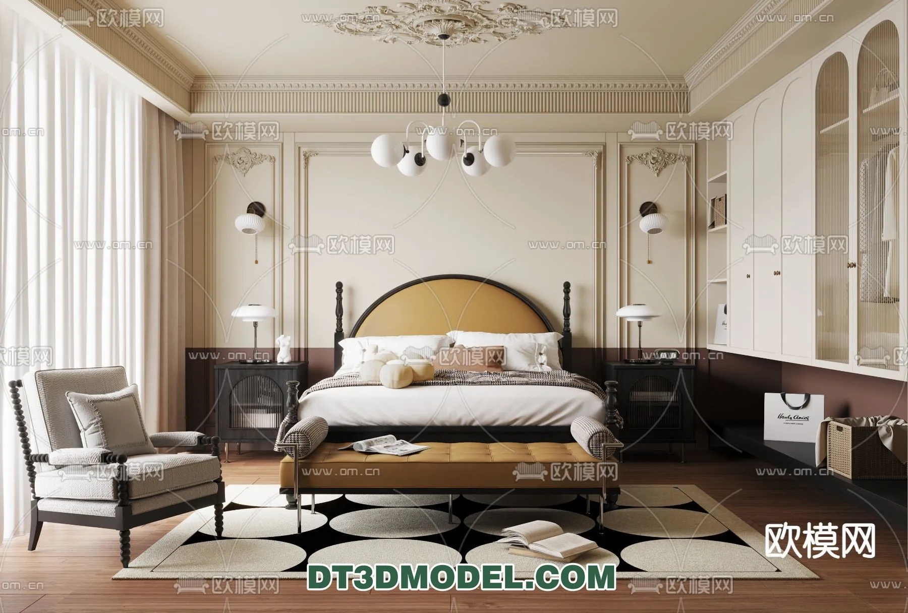 Bedroom – France Style – Interior 3D Scene – 036