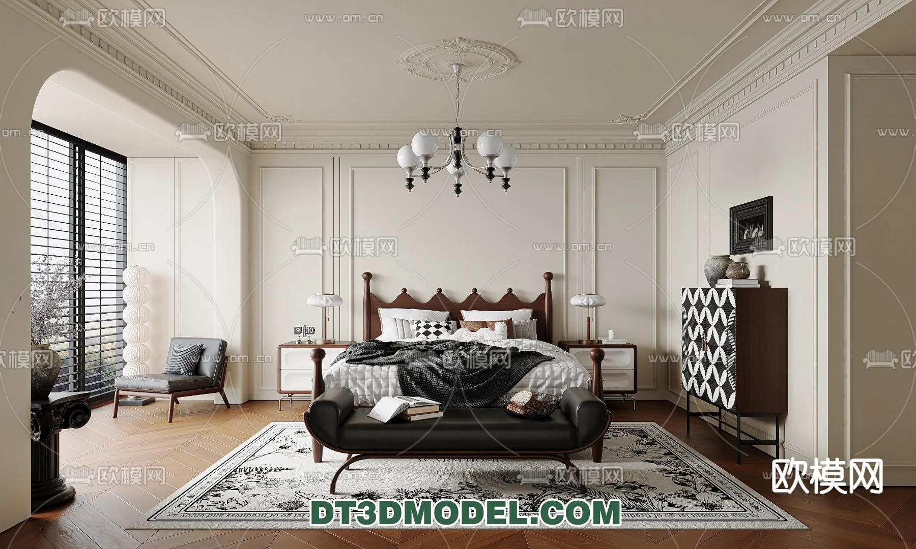 Bedroom – France Style – Interior 3D Scene – 042