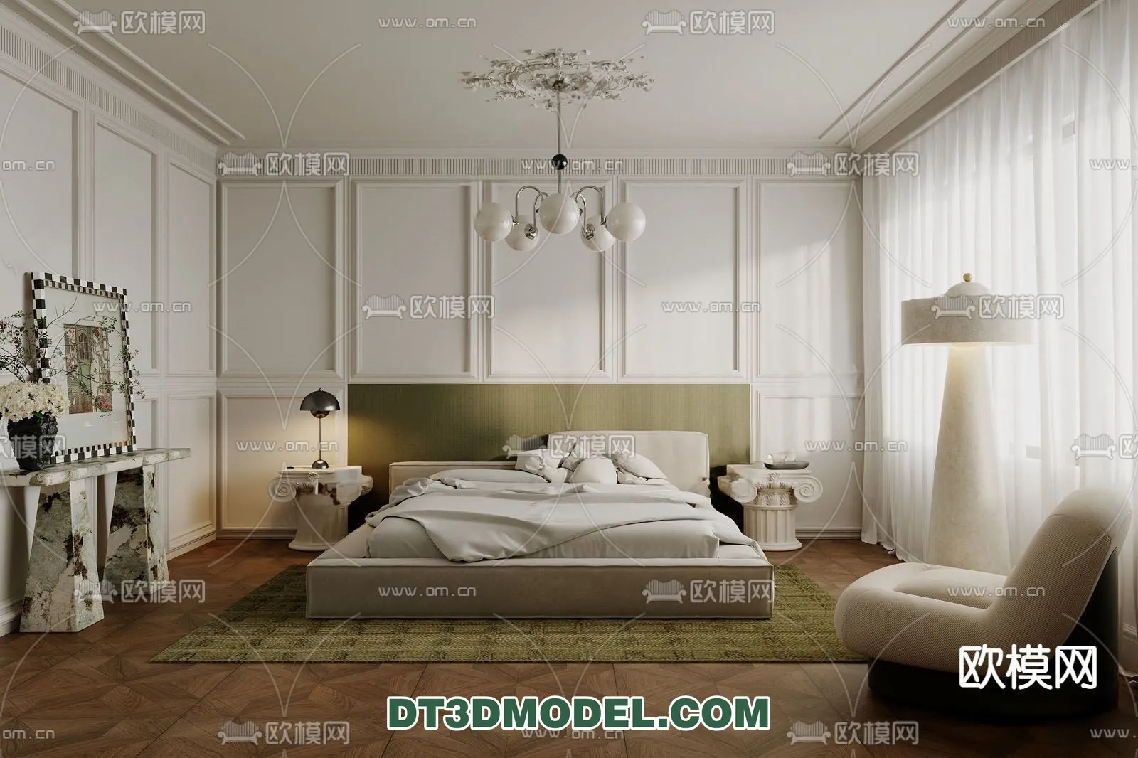 Bedroom – France Style – Interior 3D Scene – 045