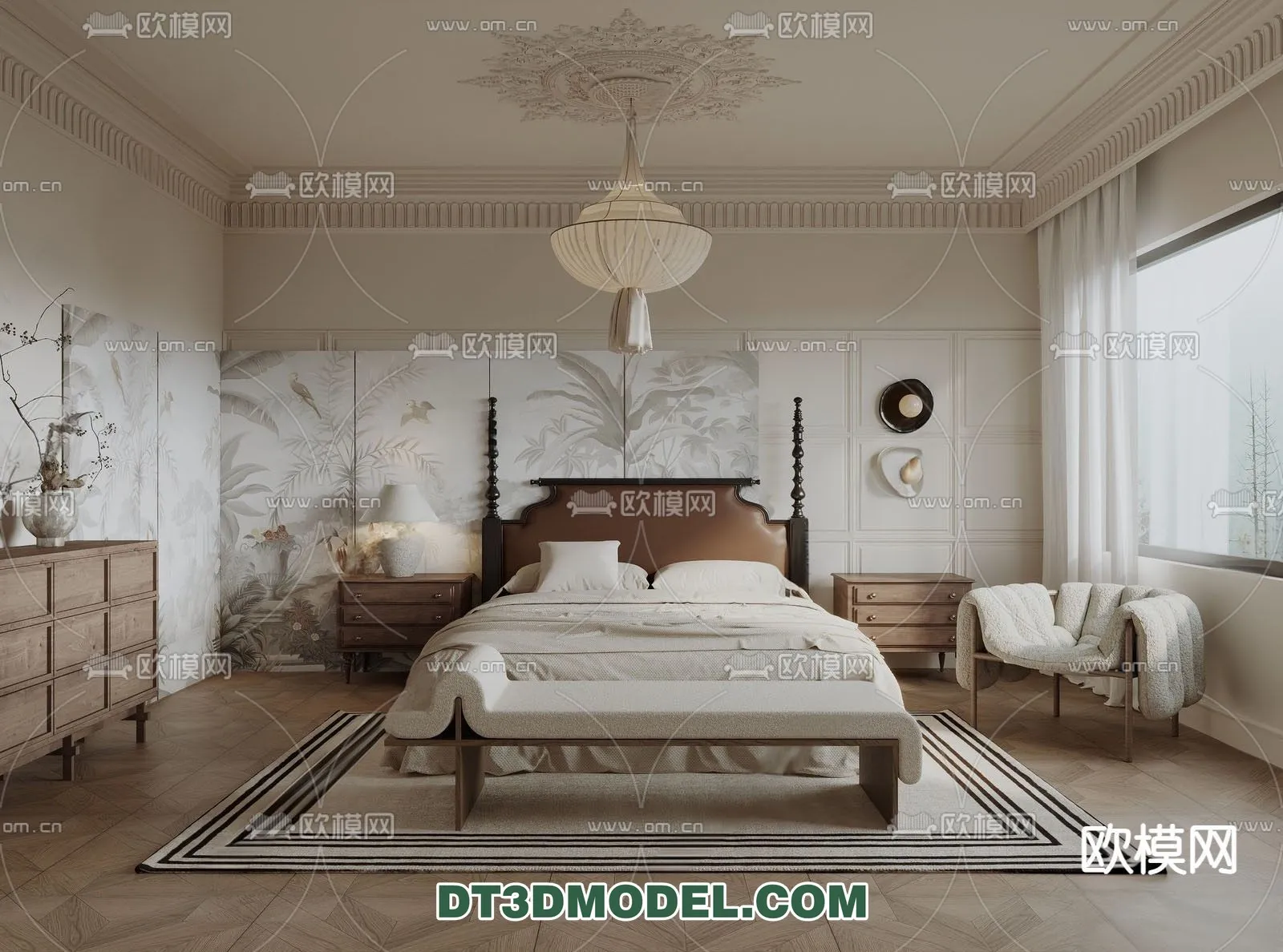 Bedroom – France Style – Interior 3D Scene – 046