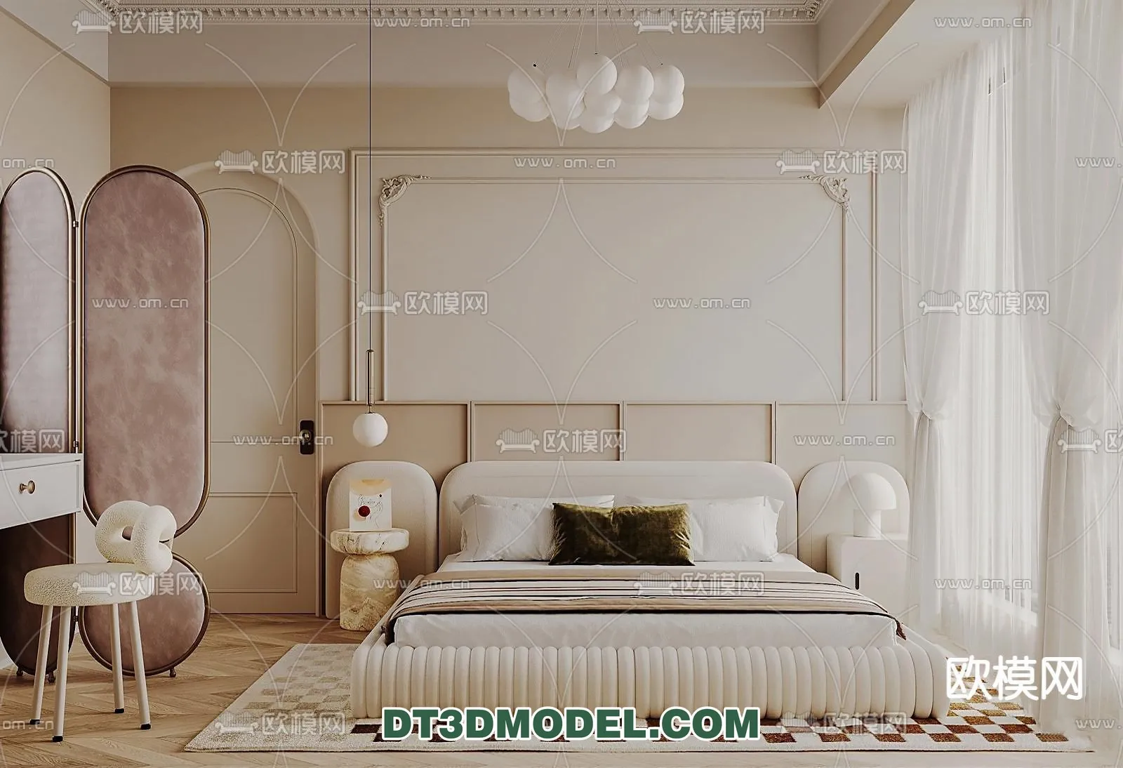 Bedroom – France Style – Interior 3D Scene – 048