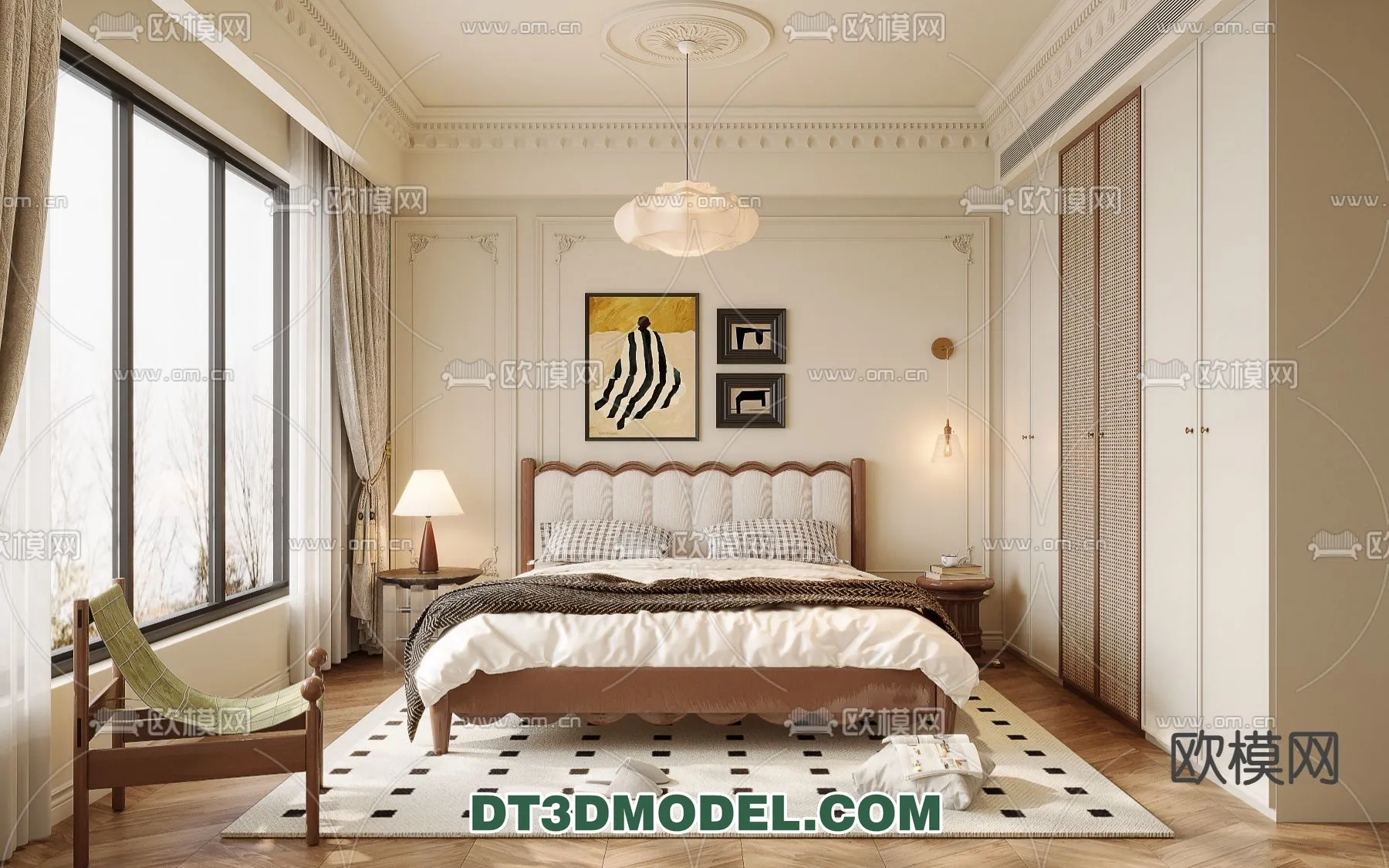 Bedroom – France Style – Interior 3D Scene – 049