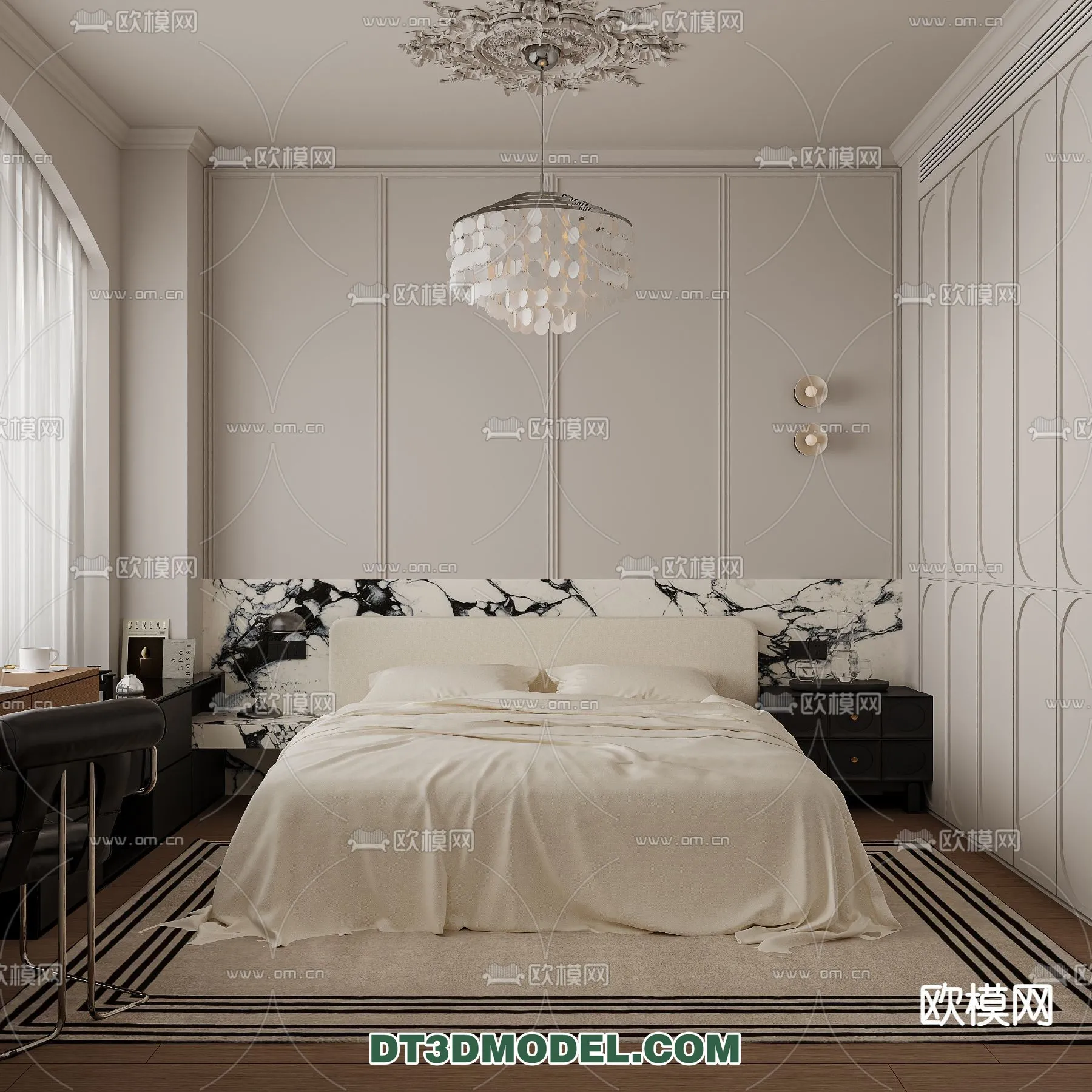 Bedroom – France Style – Interior 3D Scene – 050