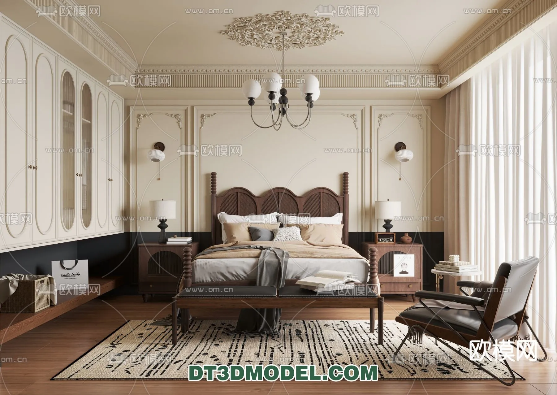 Bedroom – France Style – Interior 3D Scene – 053