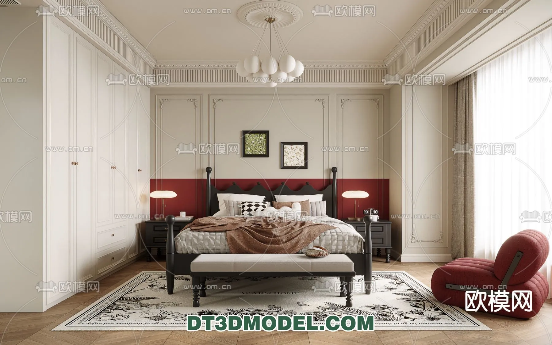 Bedroom – France Style – Interior 3D Scene – 054