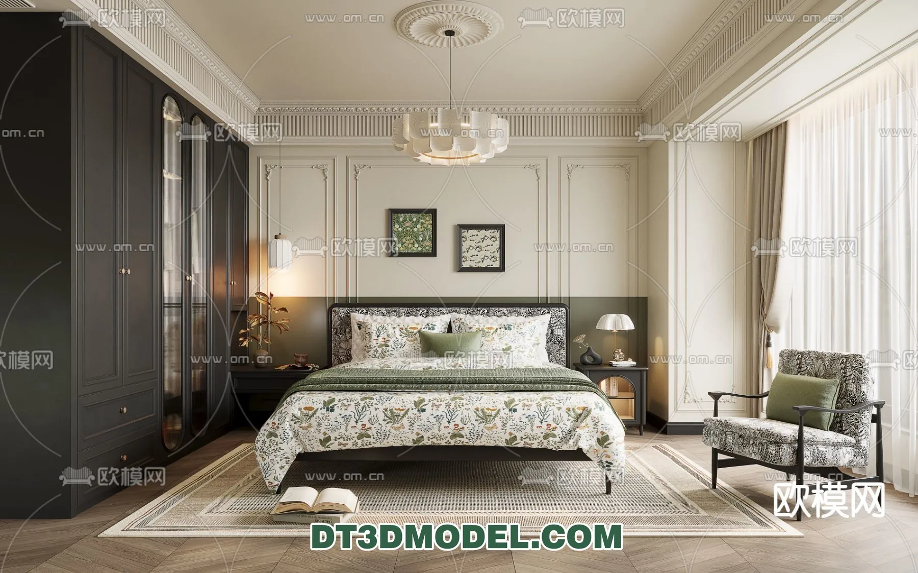 Bedroom – France Style – Interior 3D Scene – 056