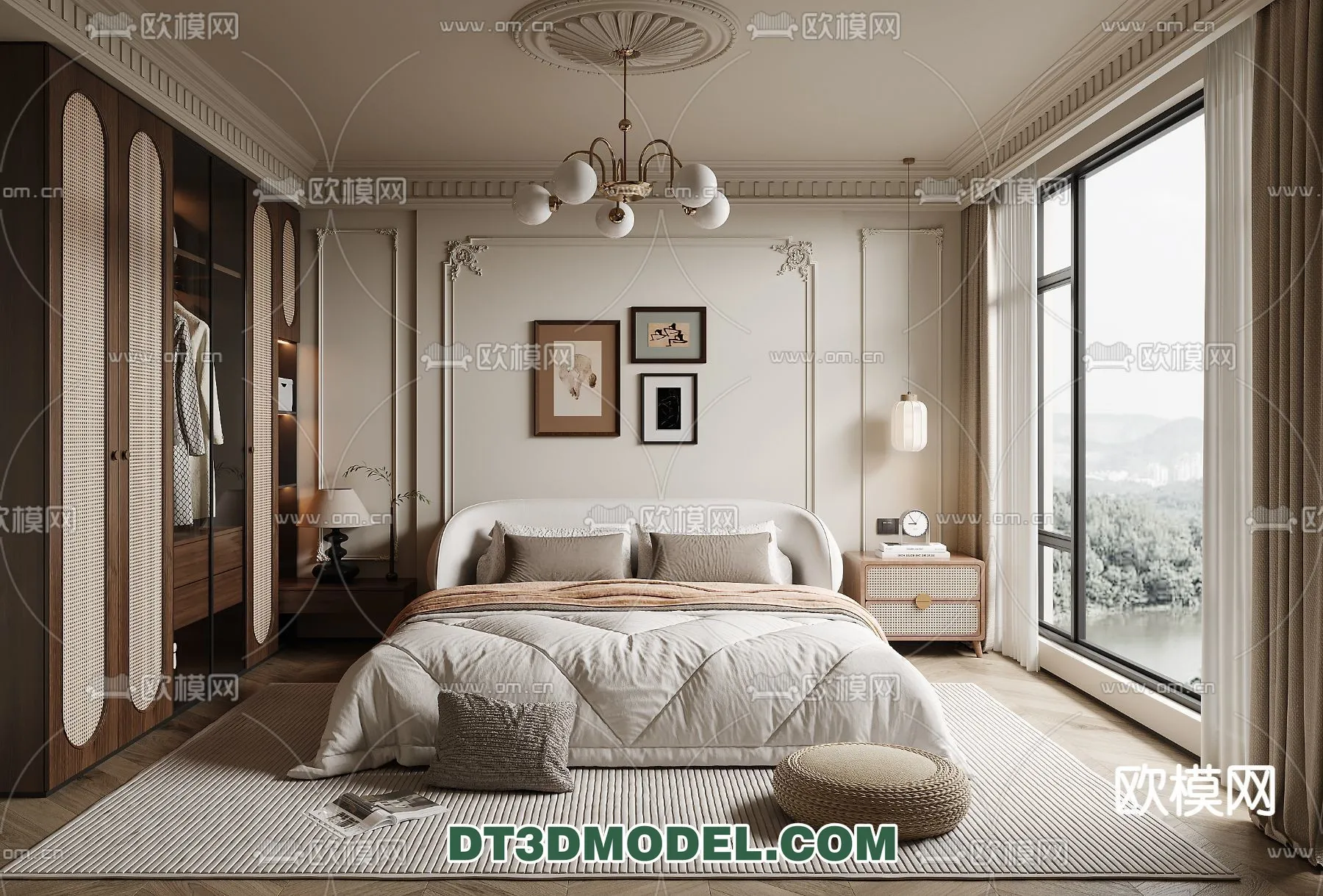 Bedroom – France Style – Interior 3D Scene – 059