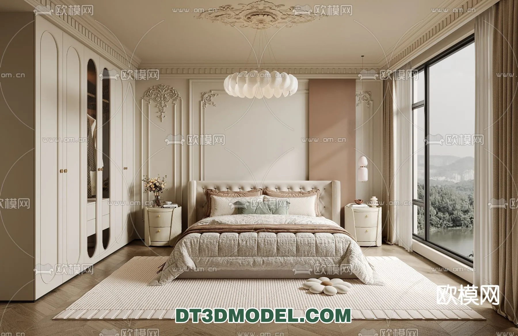 Bedroom – France Style – Interior 3D Scene – 060