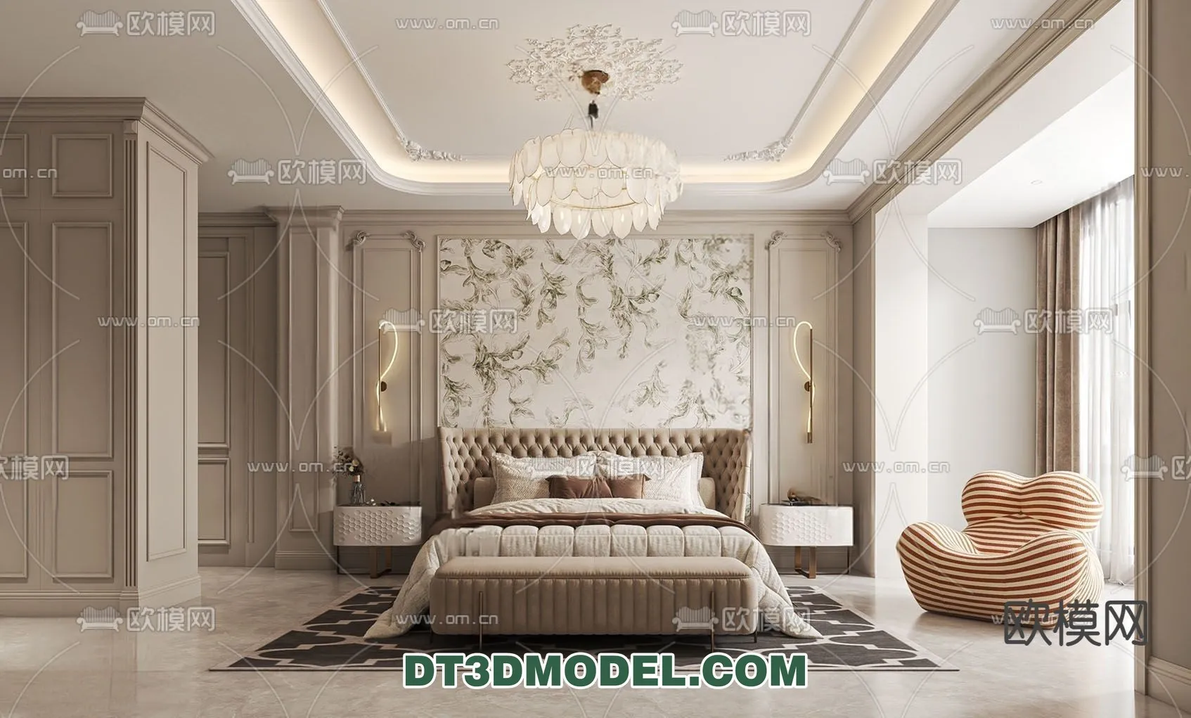 Bedroom – France Style – Interior 3D Scene – 061