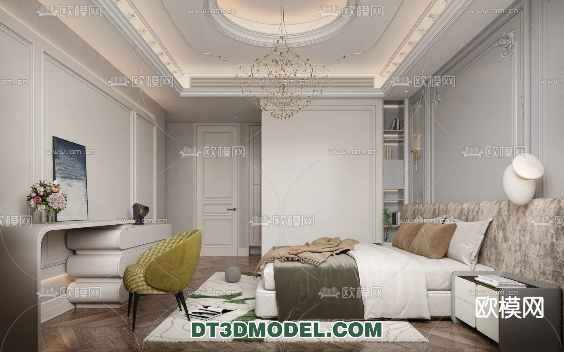 Bedroom – France Style – Interior 3D Scene – 066