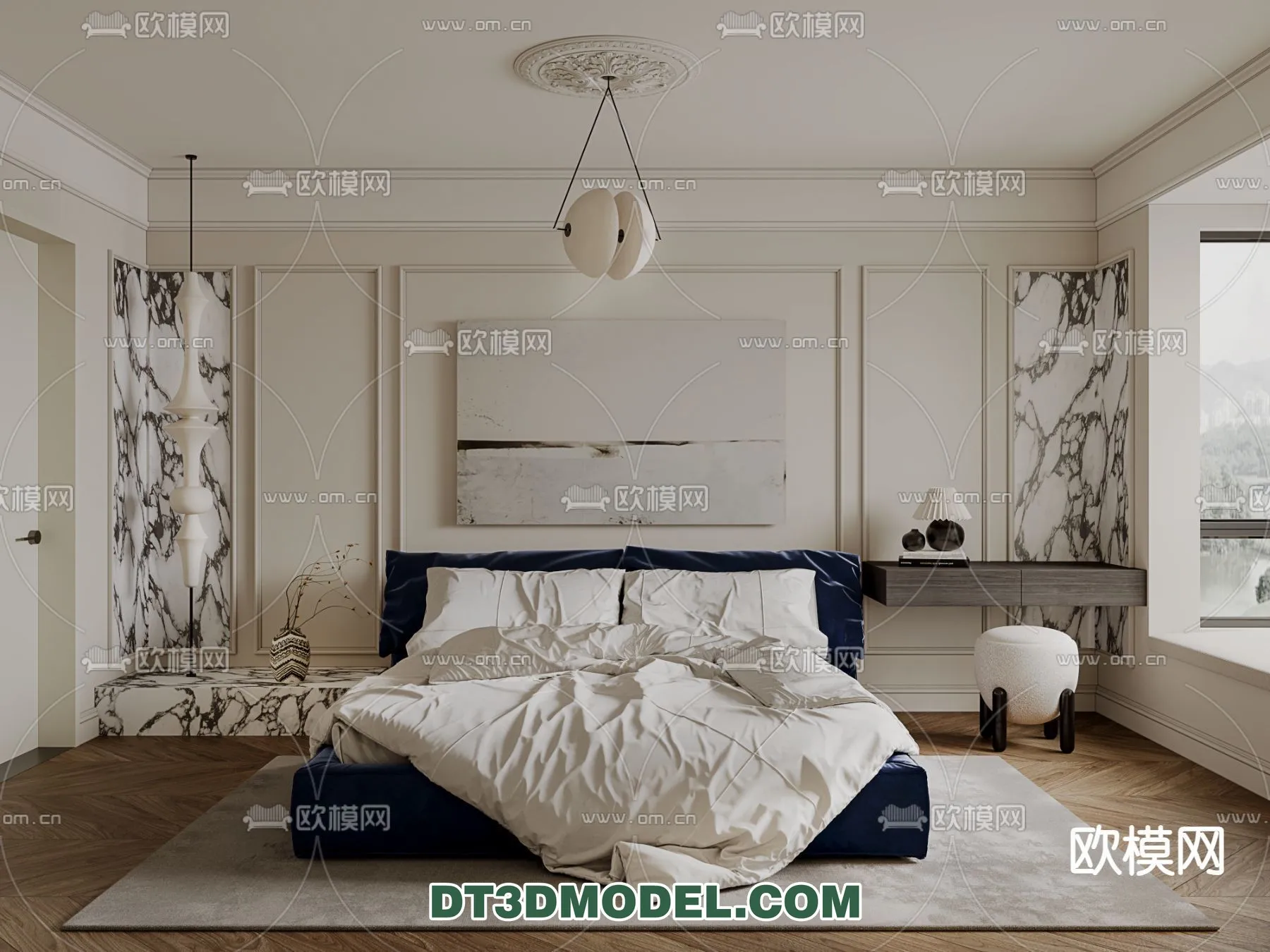 Bedroom – France Style – Interior 3D Scene – 067