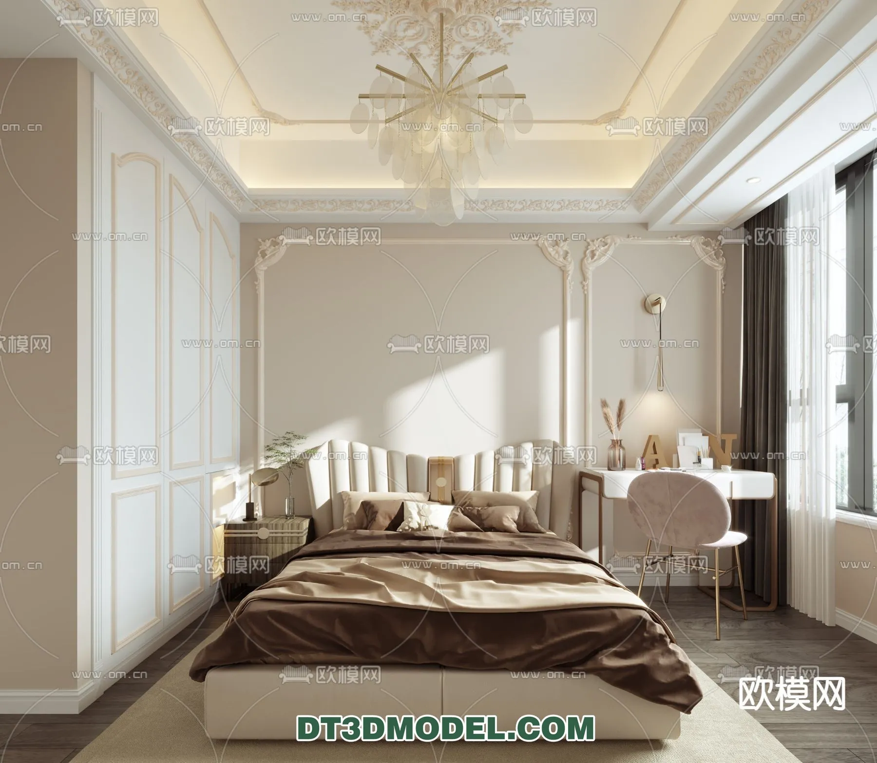 Bedroom – France Style – Interior 3D Scene – 070