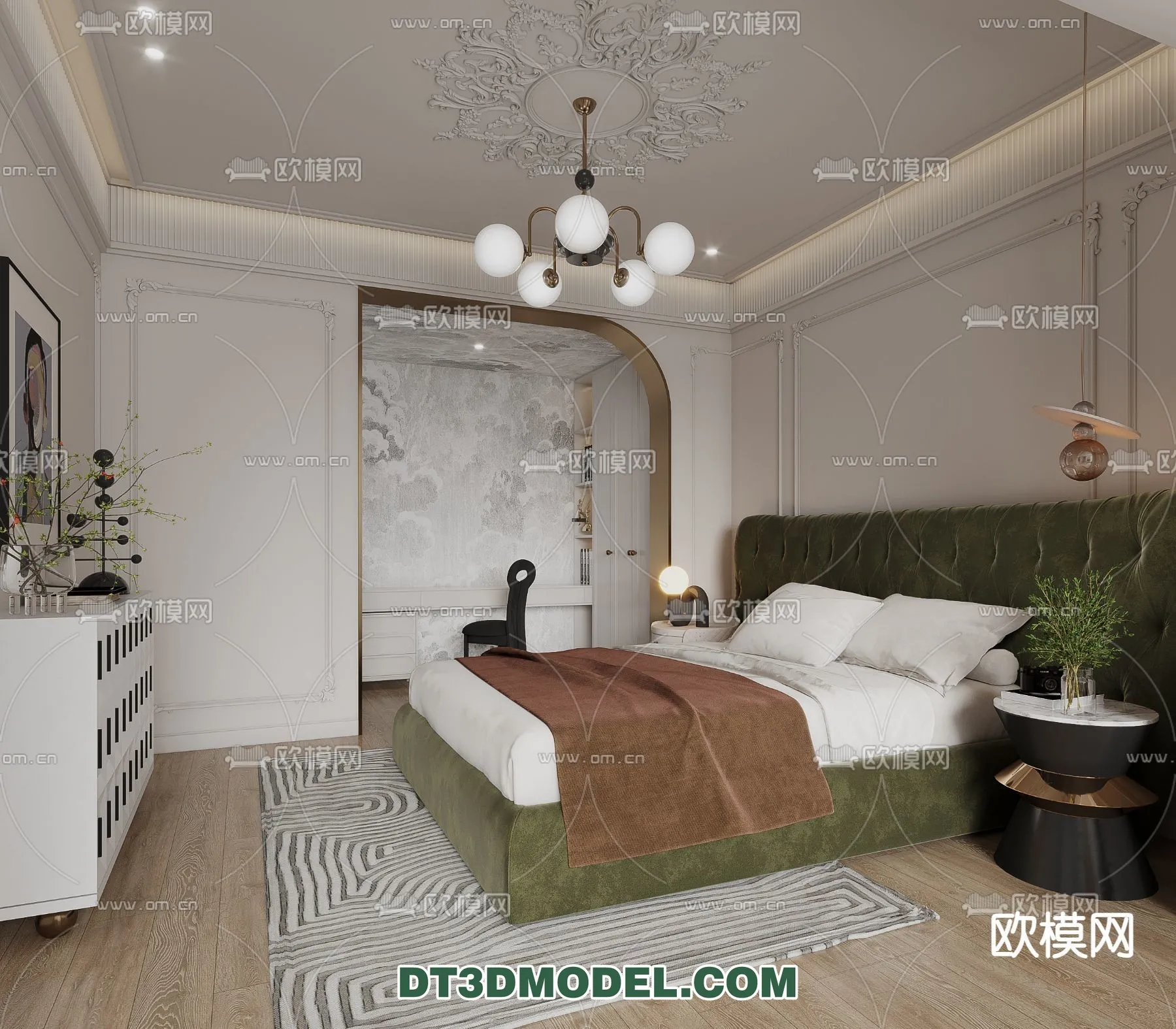 Bedroom – France Style – Interior 3D Scene – 071