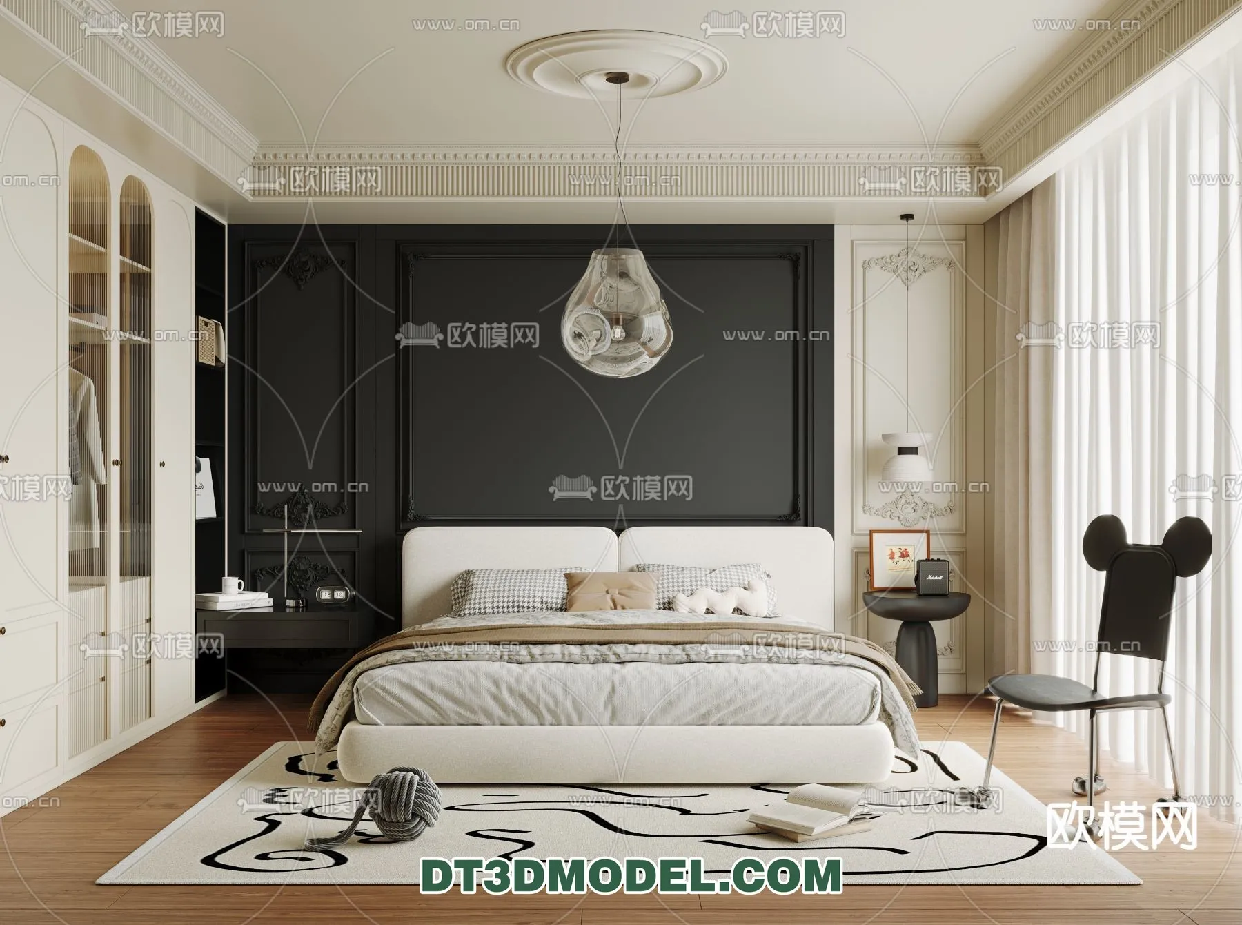 Bedroom – France Style – Interior 3D Scene – 072