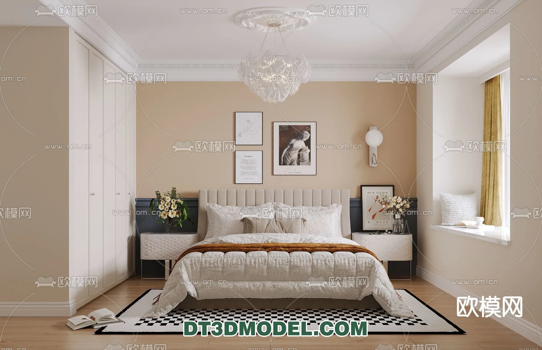 Bedroom – France Style – Interior 3D Scene – 074