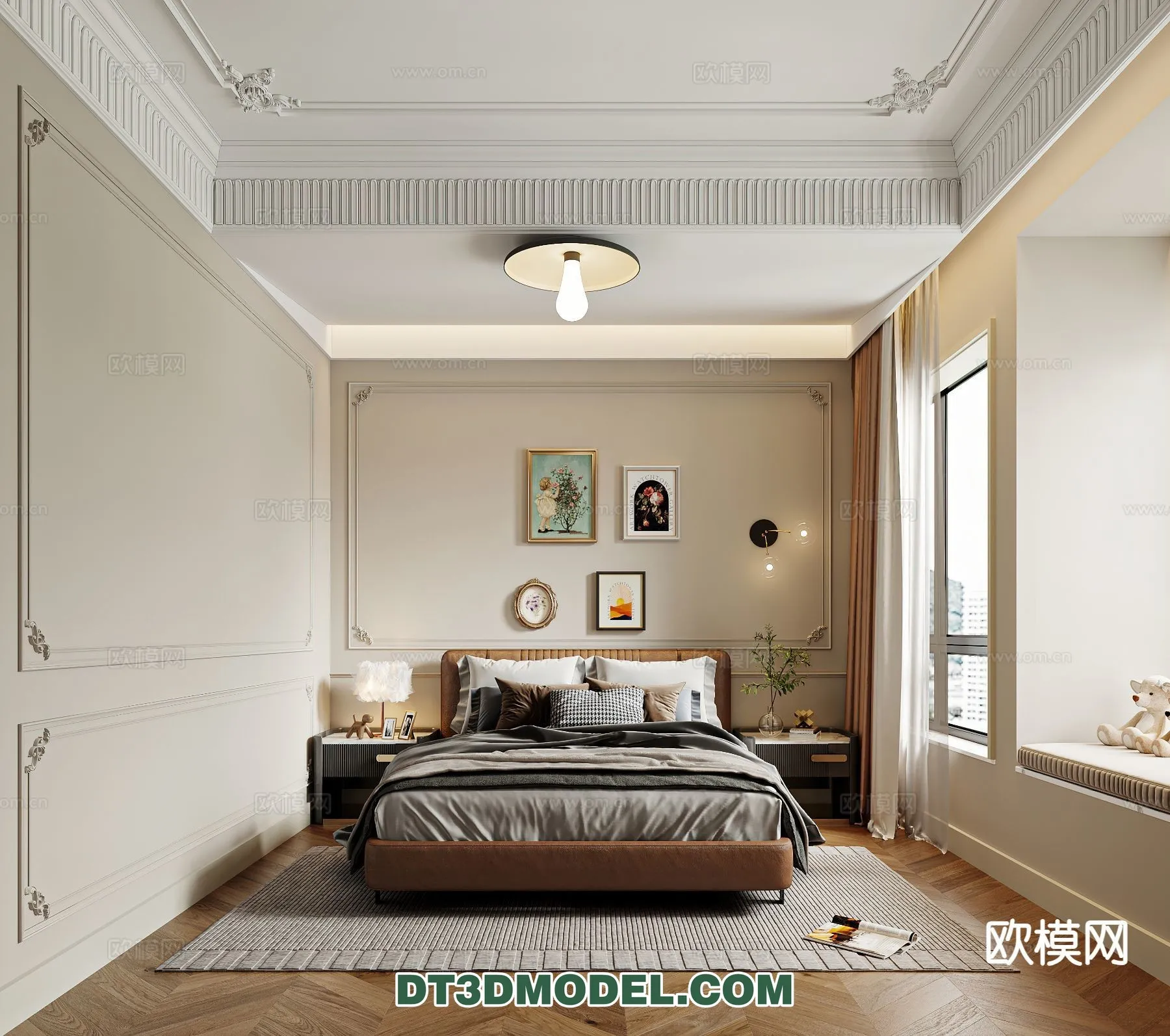 Bedroom – France Style – Interior 3D Scene – 076