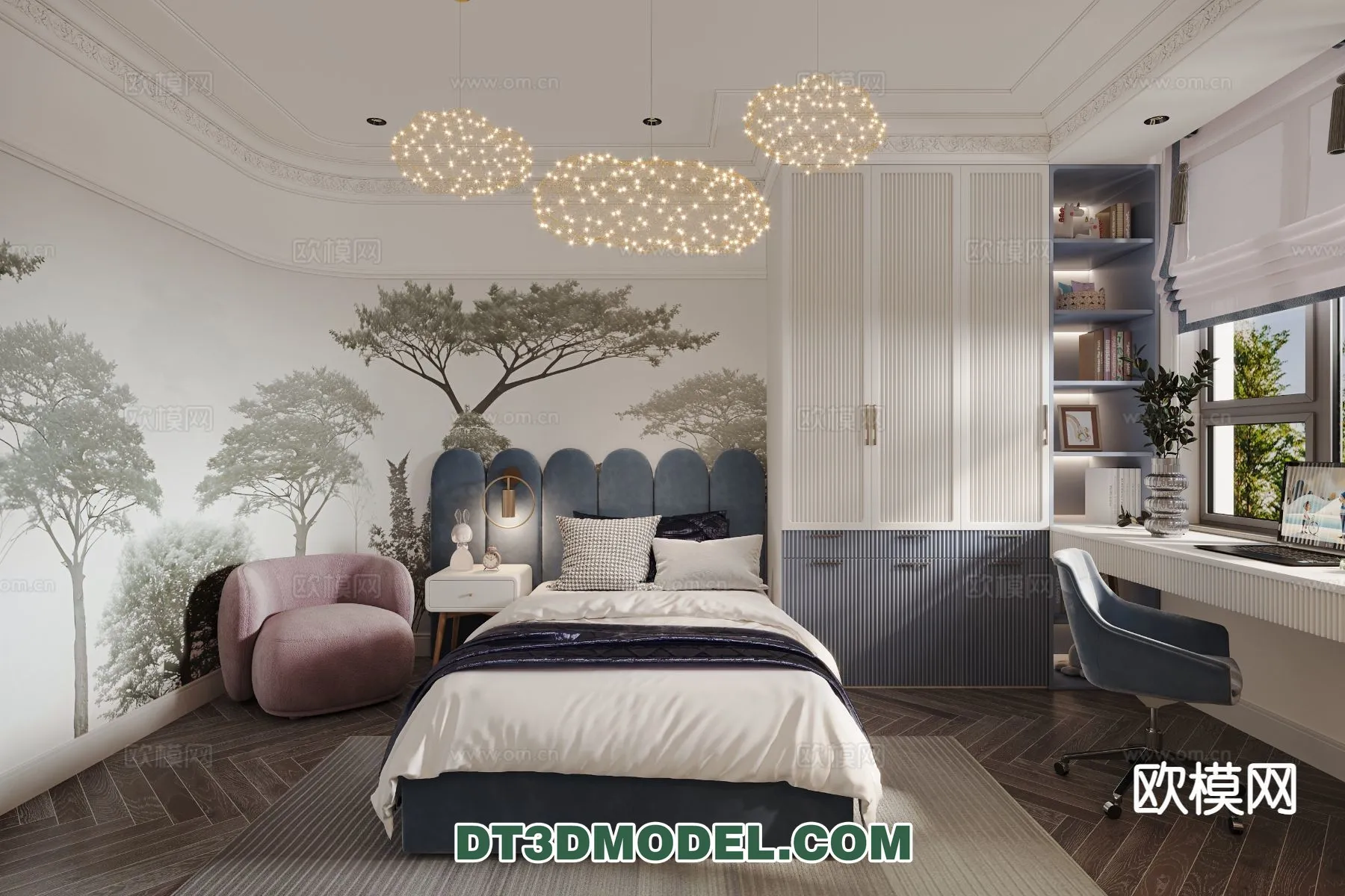 Bedroom – France Style – Interior 3D Scene – 079