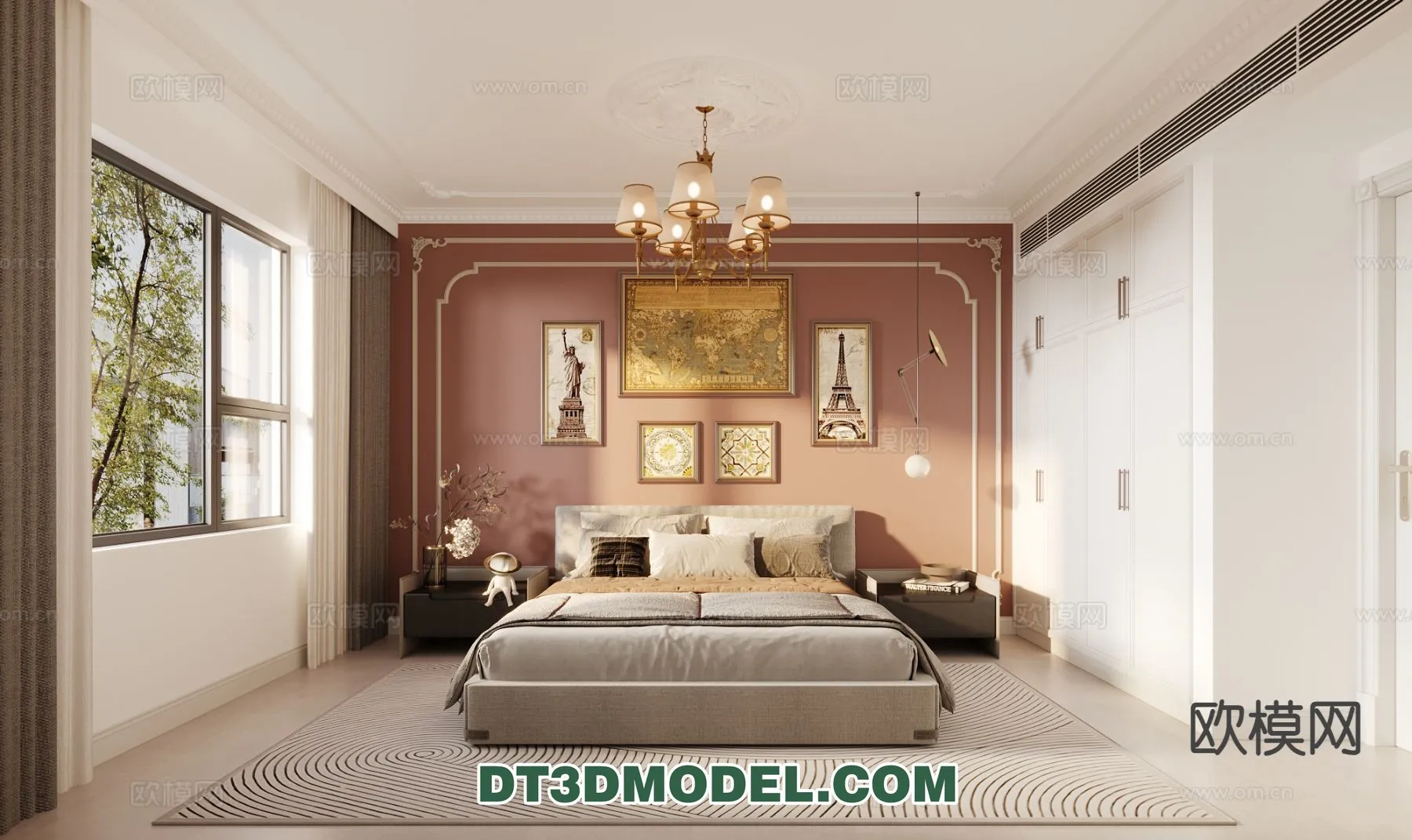 Bedroom – France Style – Interior 3D Scene – 080