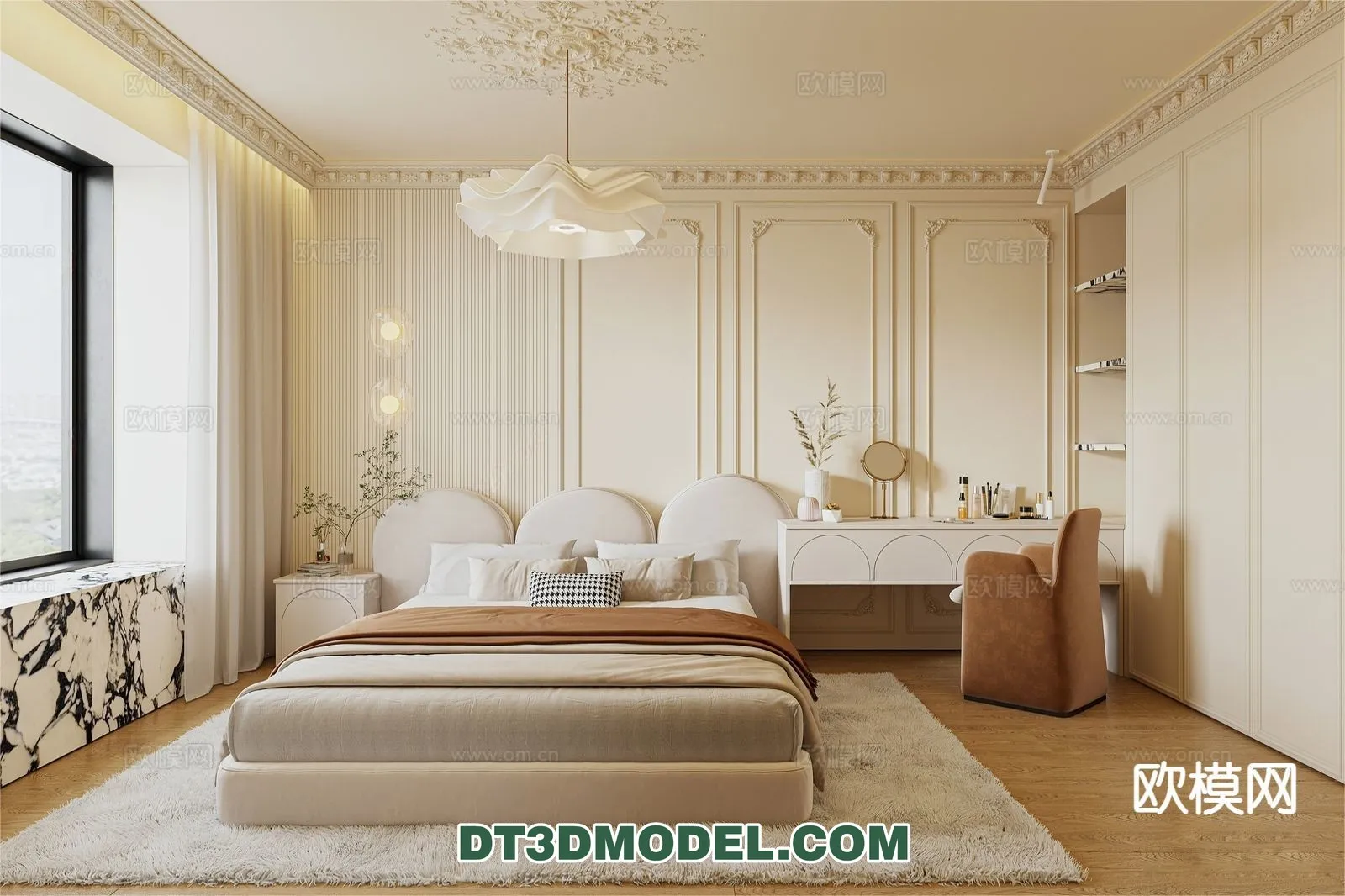 Bedroom – France Style – Interior 3D Scene – 092