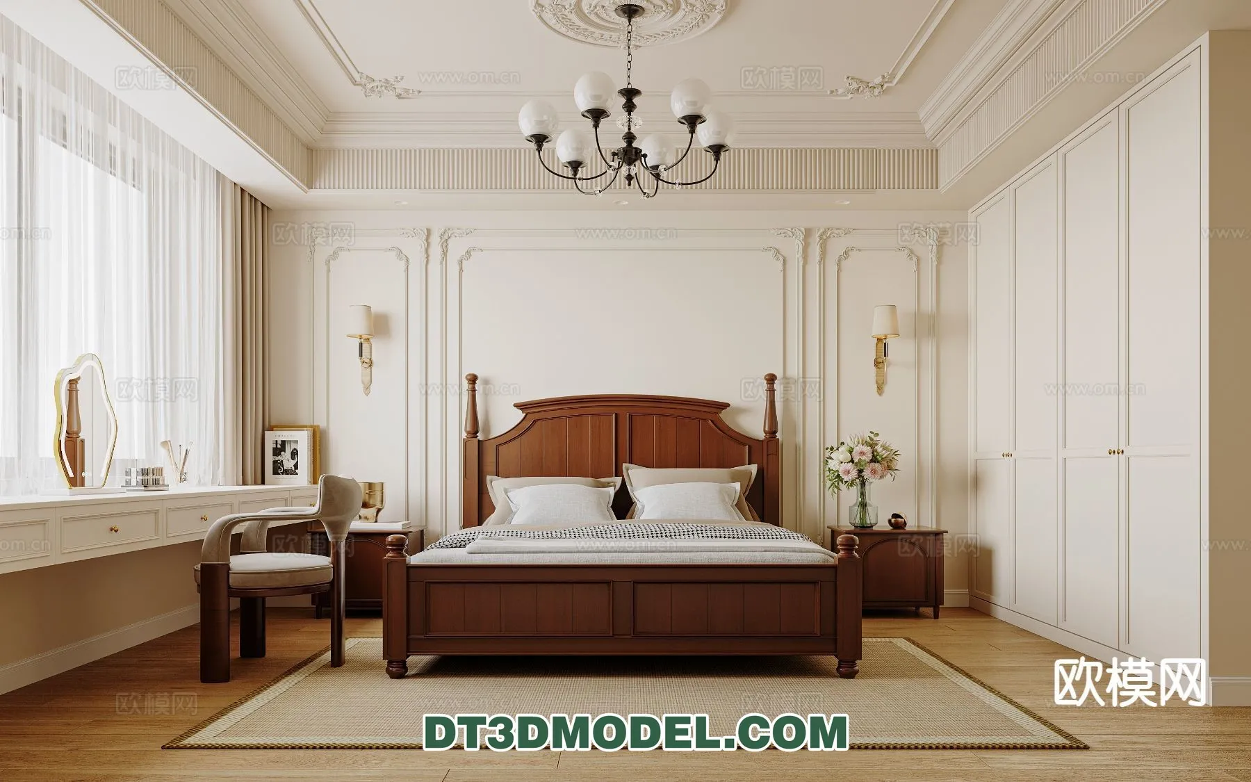 Bedroom – France Style – Interior 3D Scene – 093