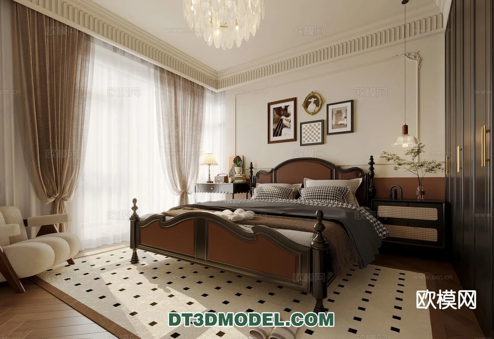 Bedroom – France Style – Interior 3D Scene – 094