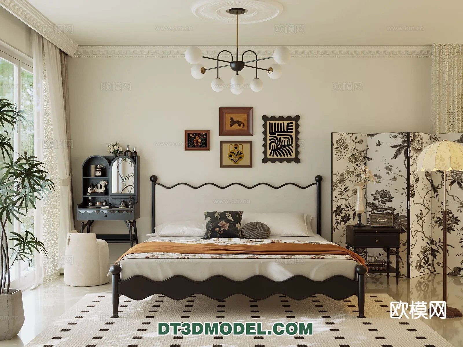 Bedroom – France Style – Interior 3D Scene – 097