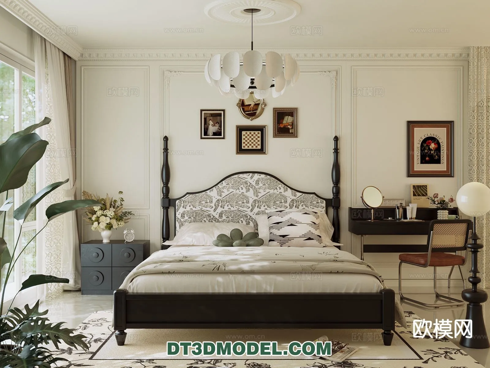 Bedroom – France Style – Interior 3D Scene – 098