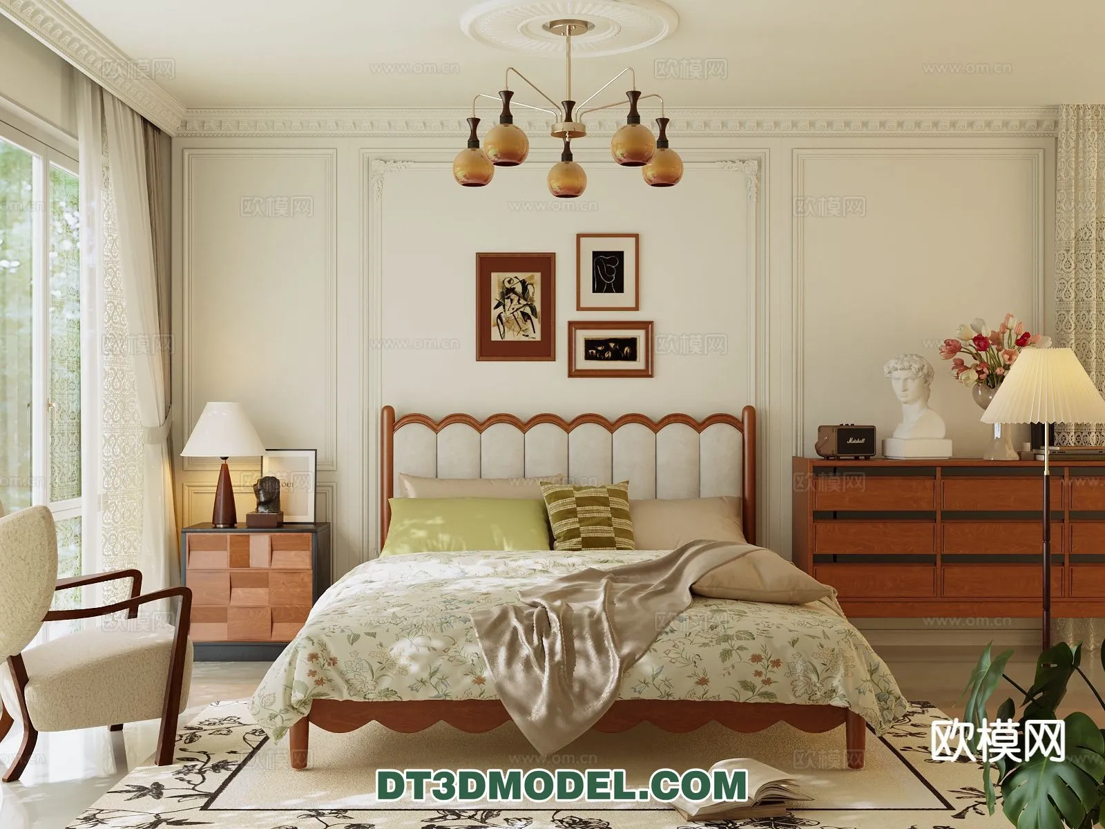 Bedroom – France Style – Interior 3D Scene – 101