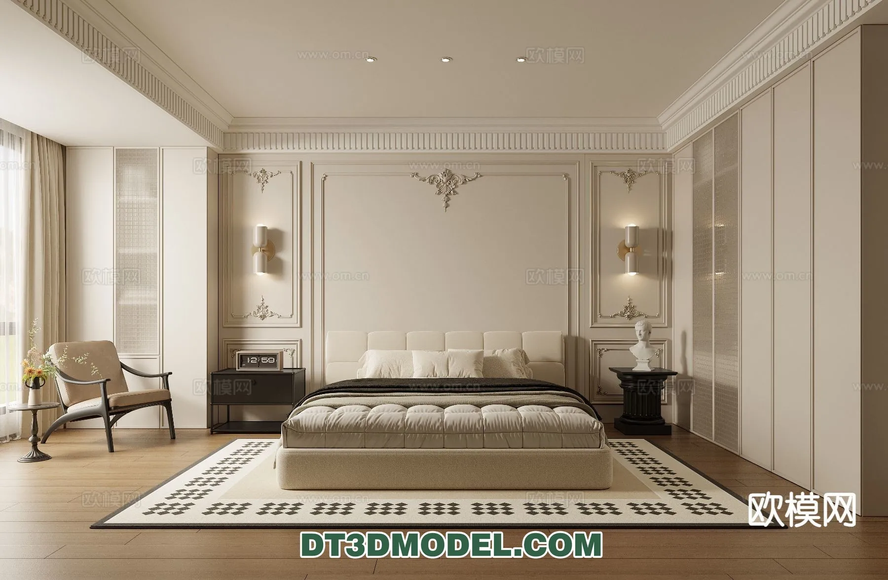 Bedroom – France Style – Interior 3D Scene – 105