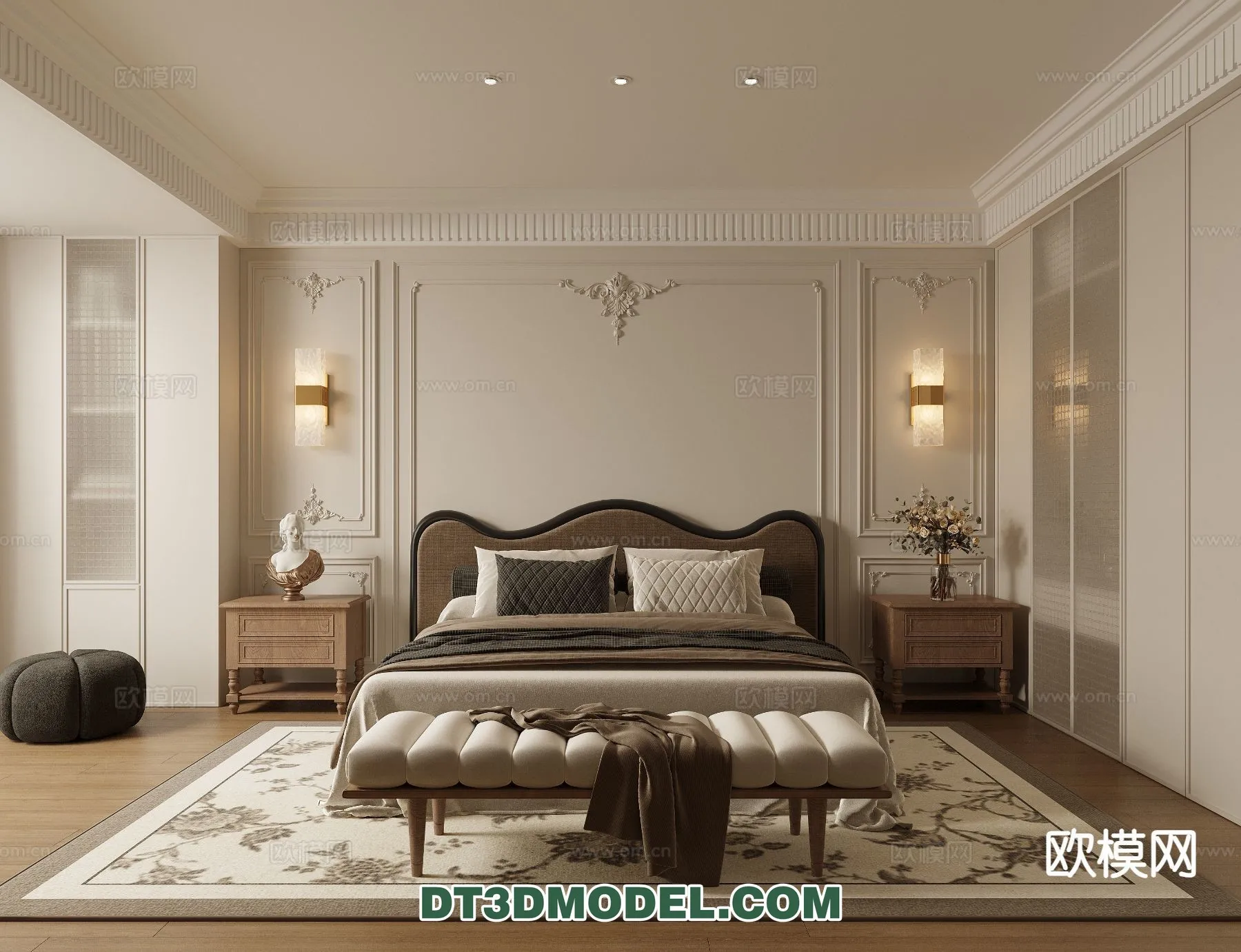 Bedroom – France Style – Interior 3D Scene – 113