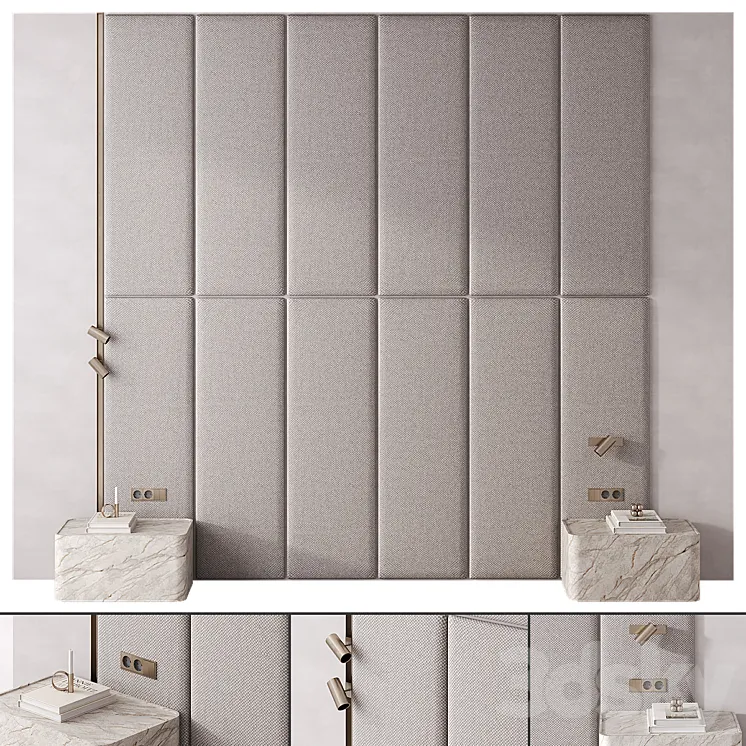 Bedroom headboard Warm Gray 3DS Max Model