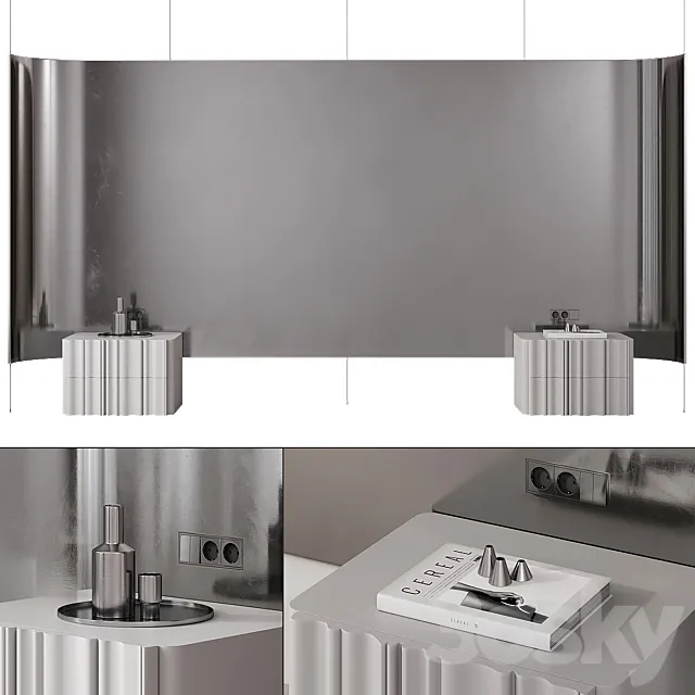 Bedroom headboard with metallic 3ds Max