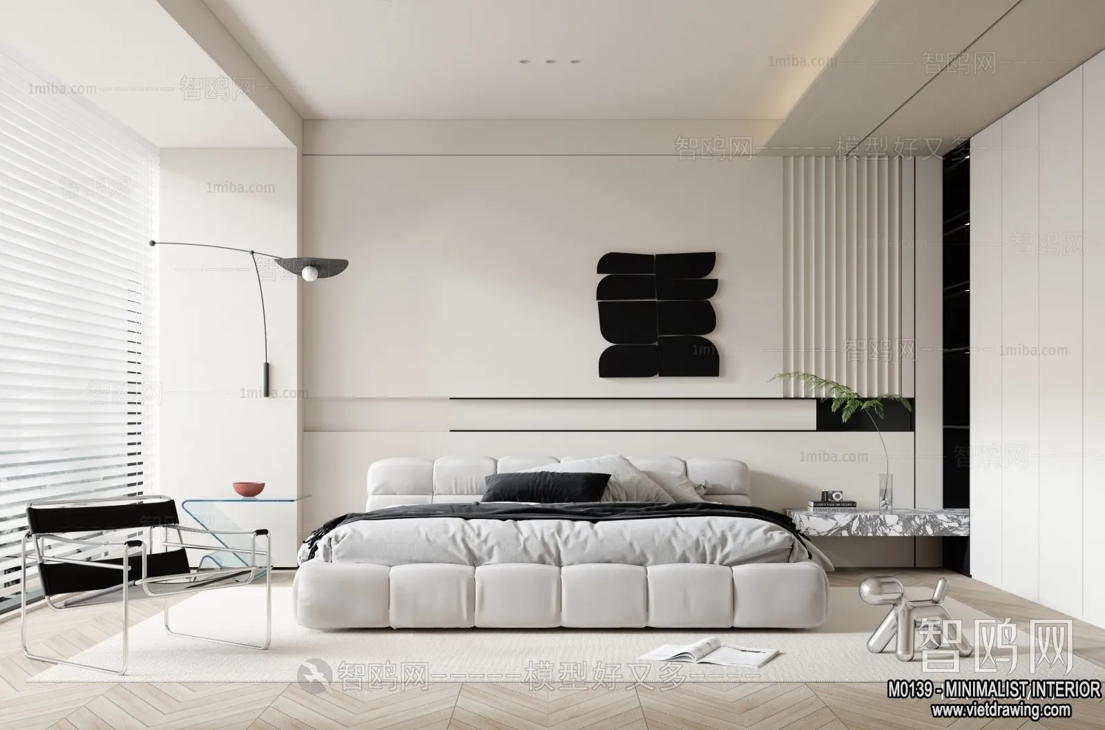 Bedroom – Minimalist Style – 3D Interior Scene – 001