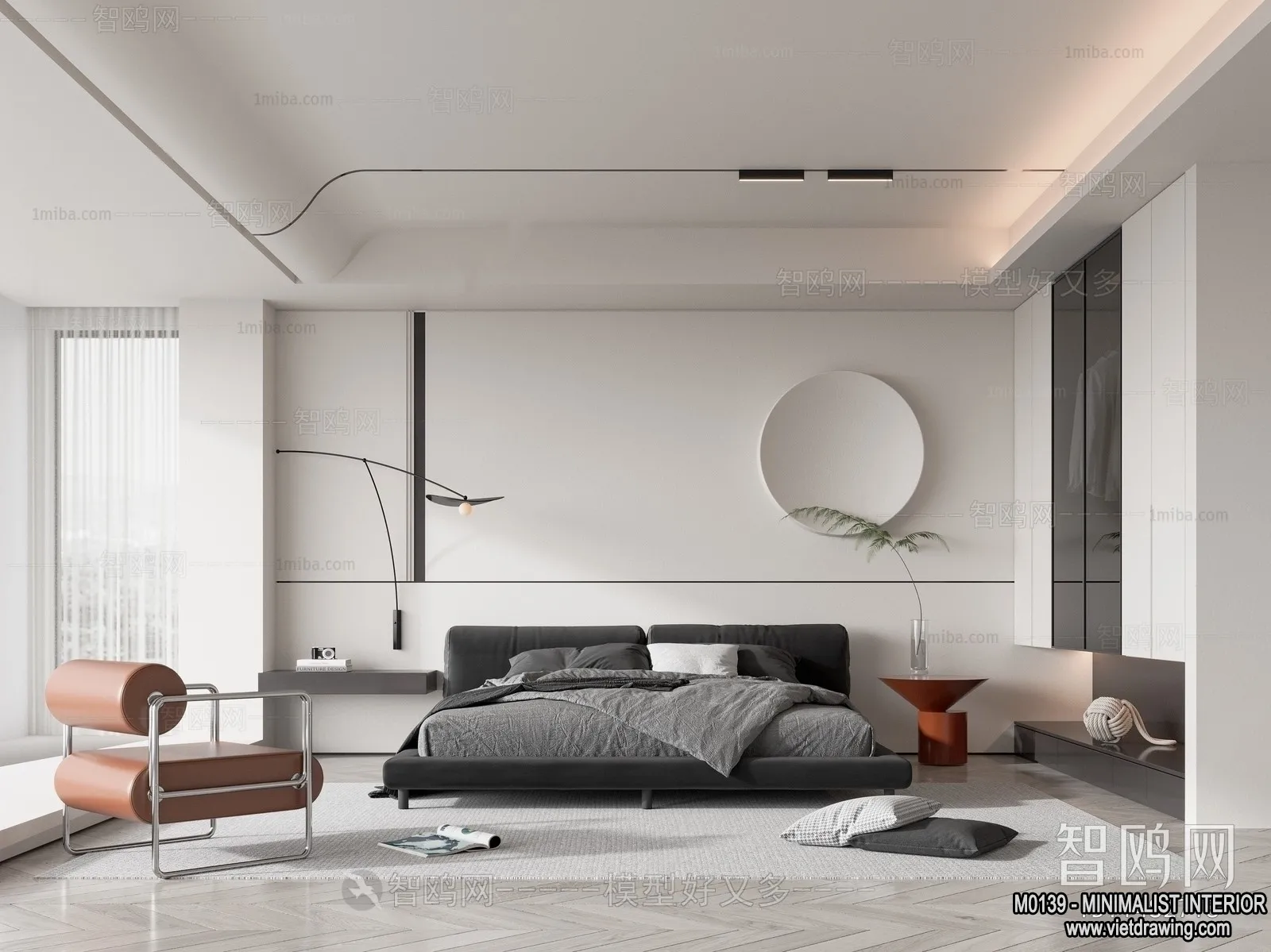 Bedroom – Minimalist Style – 3D Interior Scene – 004