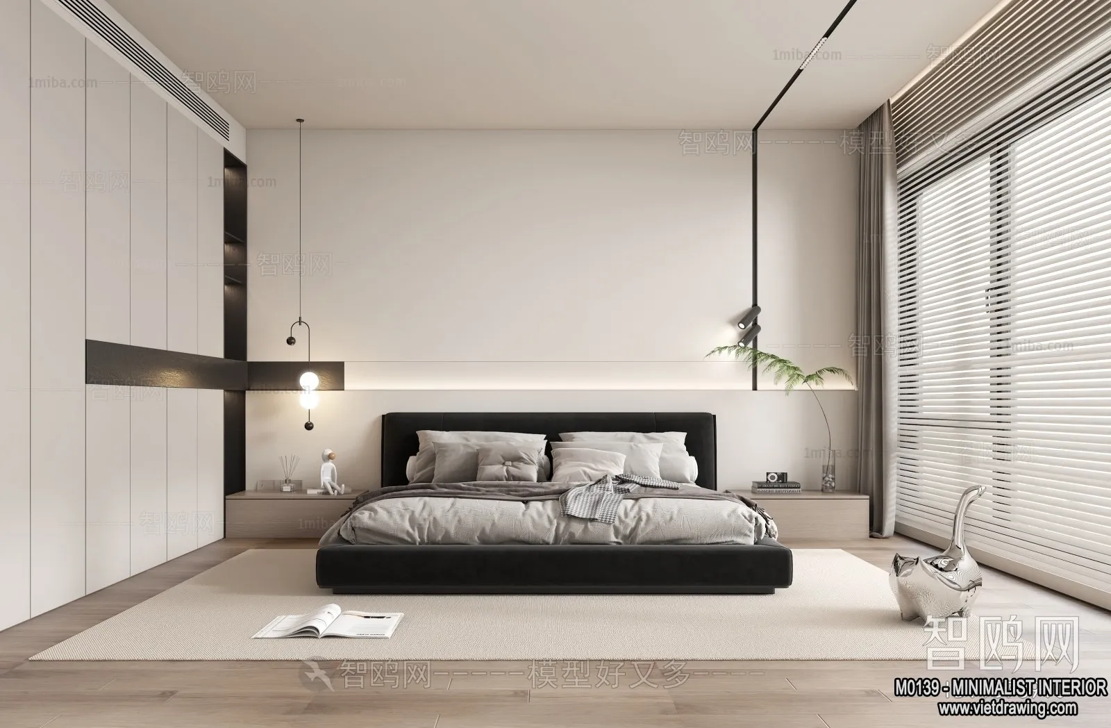 Bedroom – Minimalist Style – 3D Interior Scene – 005