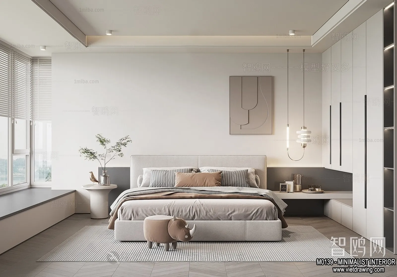 Bedroom – Minimalist Style – 3D Interior Scene – 006