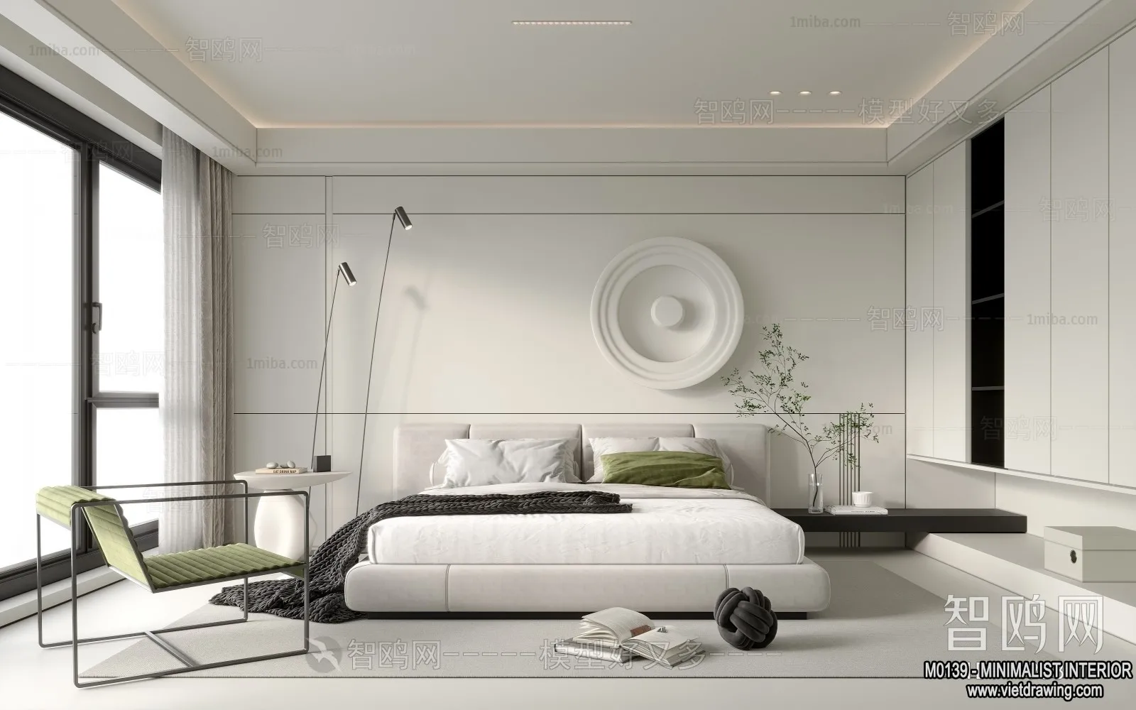 Bedroom – Minimalist Style – 3D Interior Scene – 008