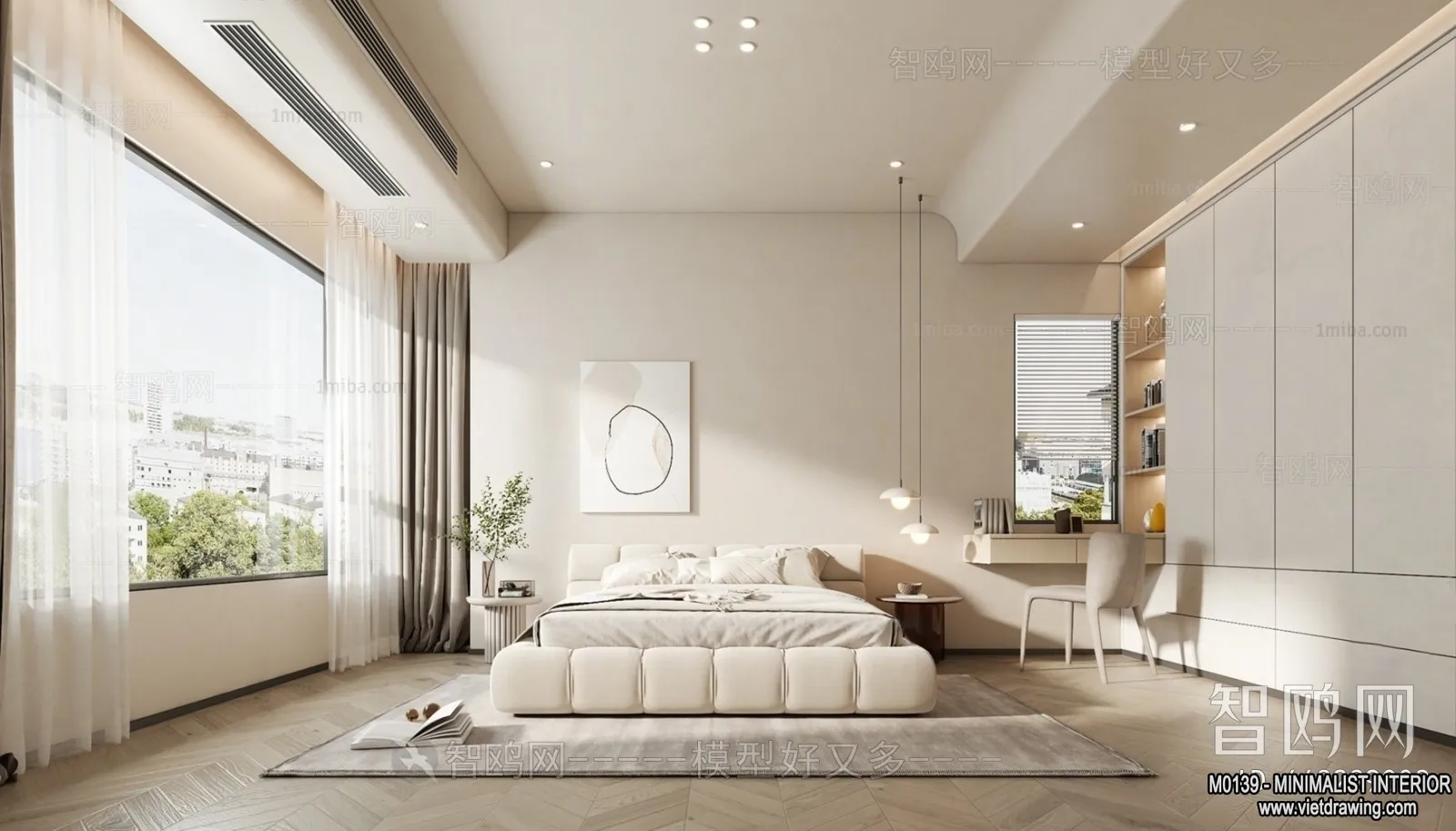 Bedroom – Minimalist Style – 3D Interior Scene – 009