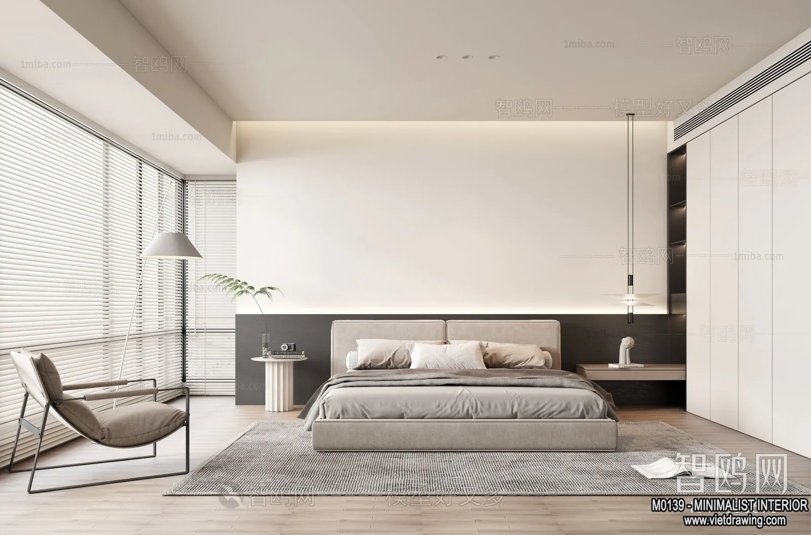 Bedroom – Minimalist Style – 3D Interior Scene – 010