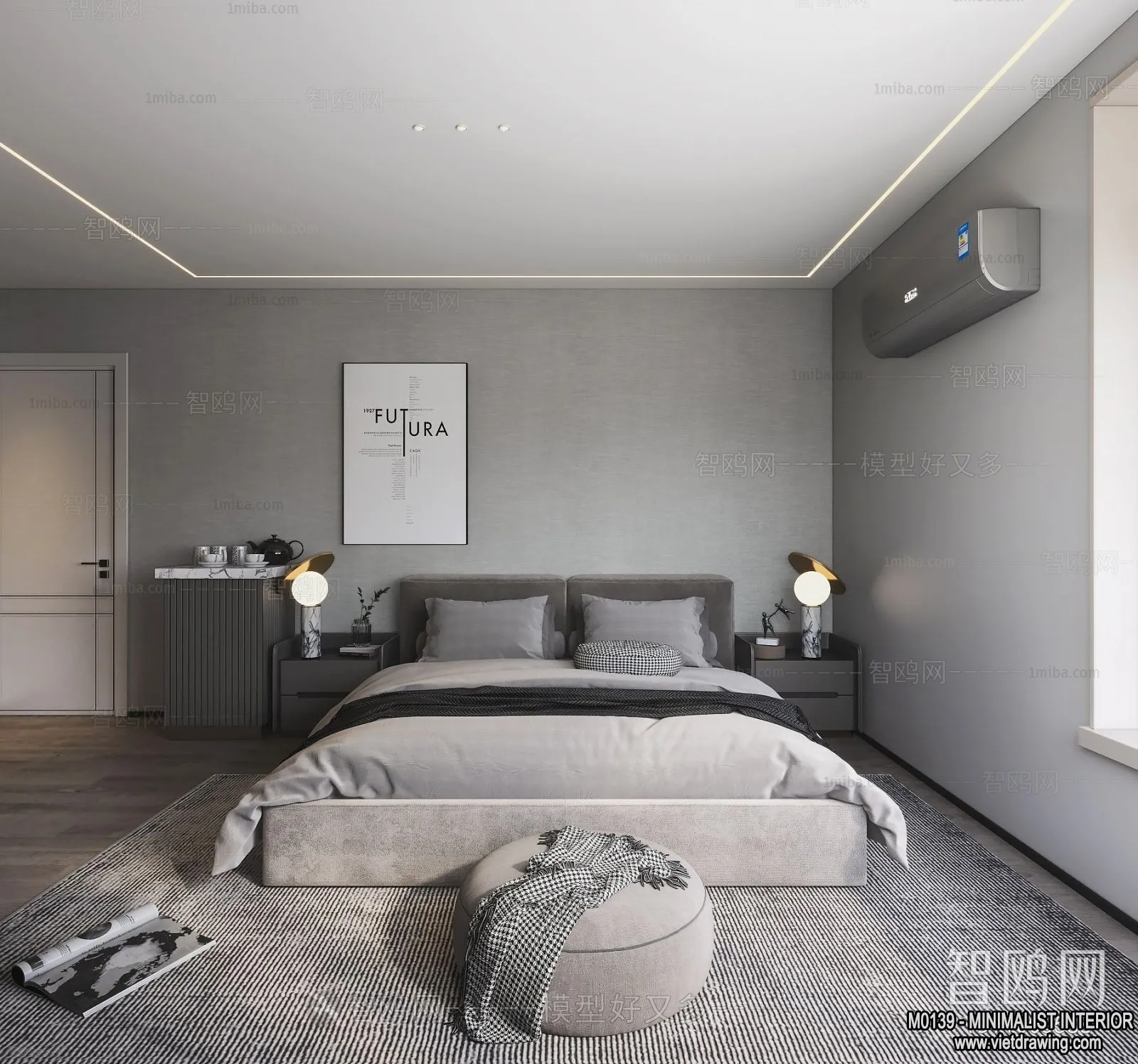 Bedroom – Minimalist Style – 3D Interior Scene – 012