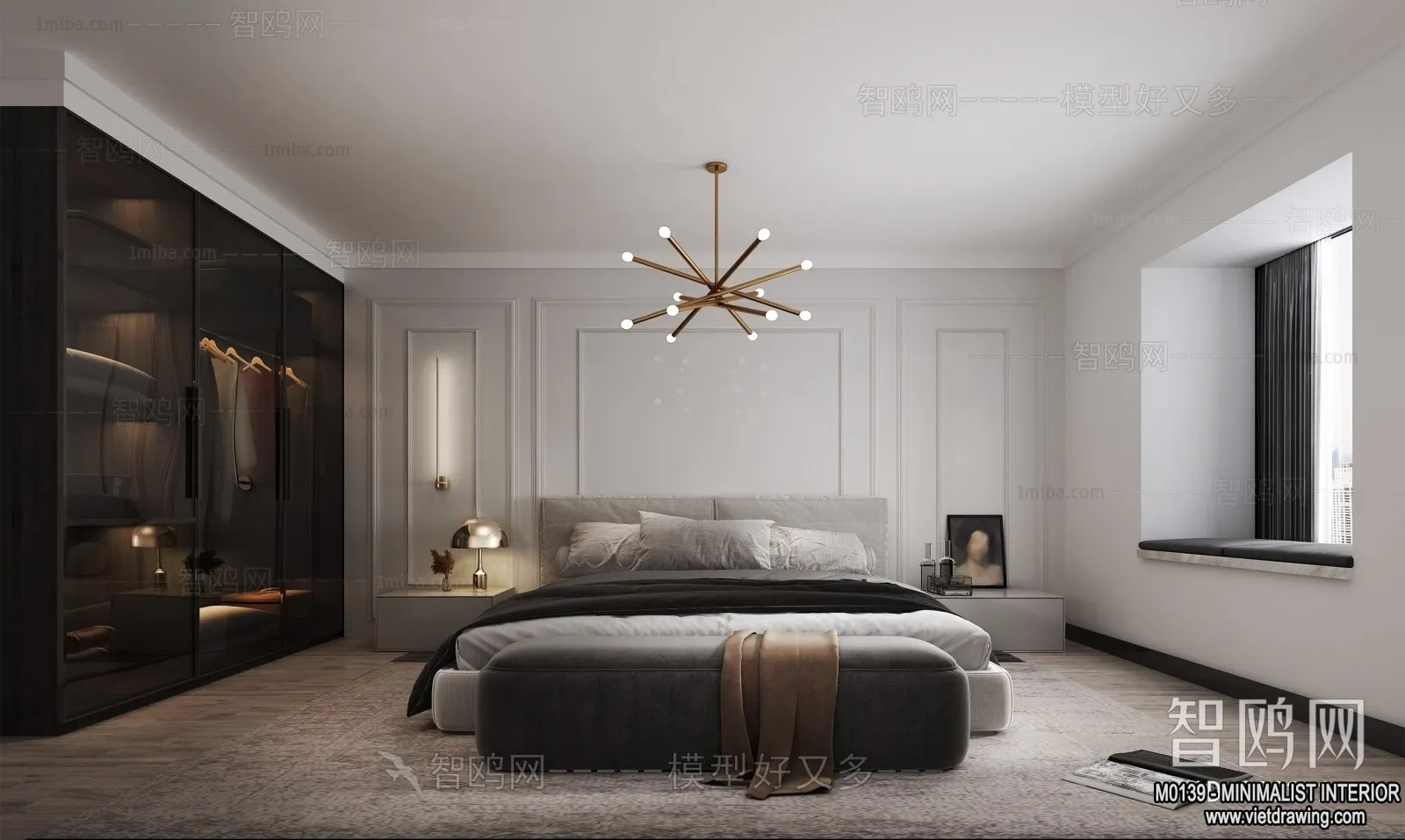 Bedroom – Minimalist Style – 3D Interior Scene – 014