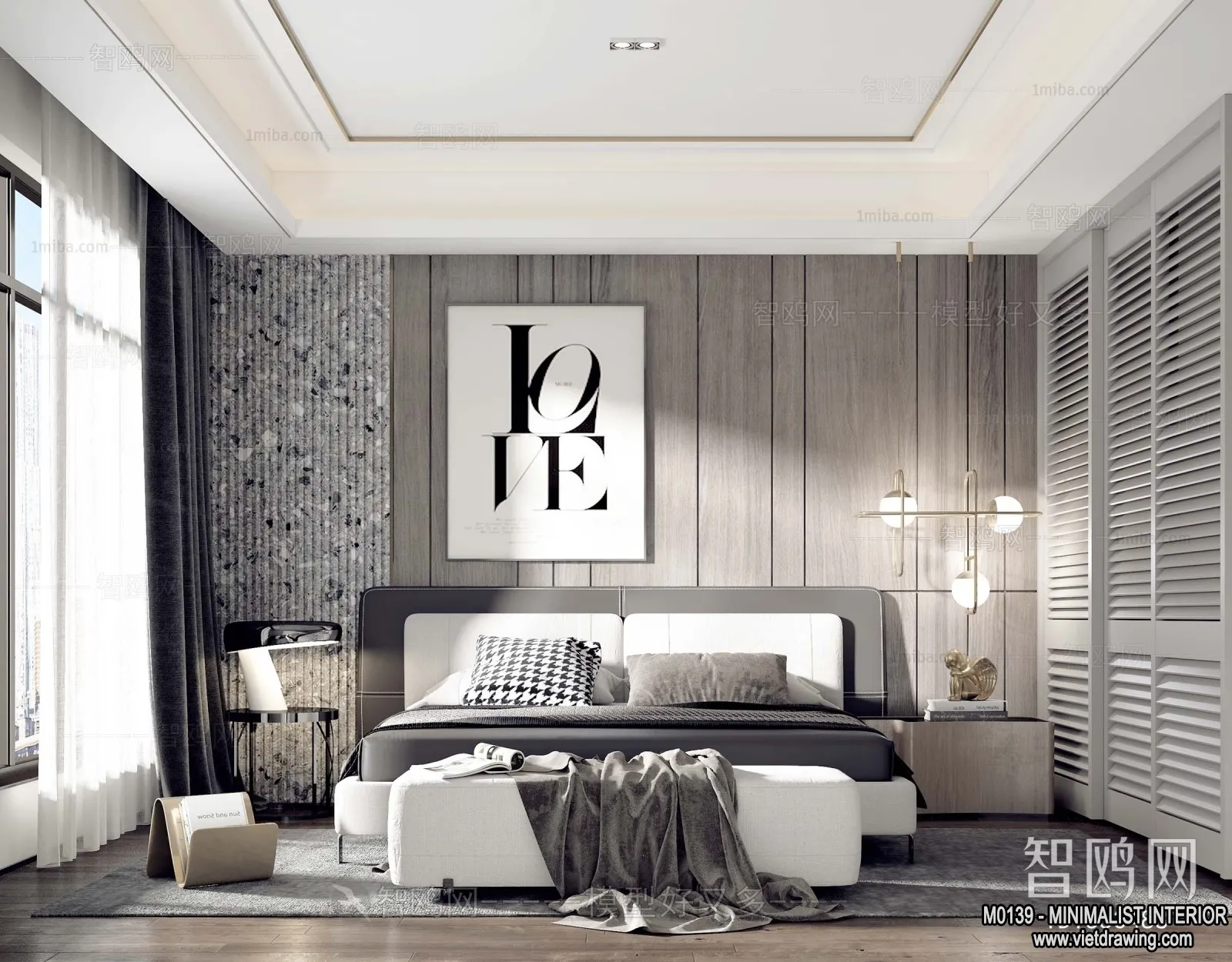 Bedroom – Minimalist Style – 3D Interior Scene – 023