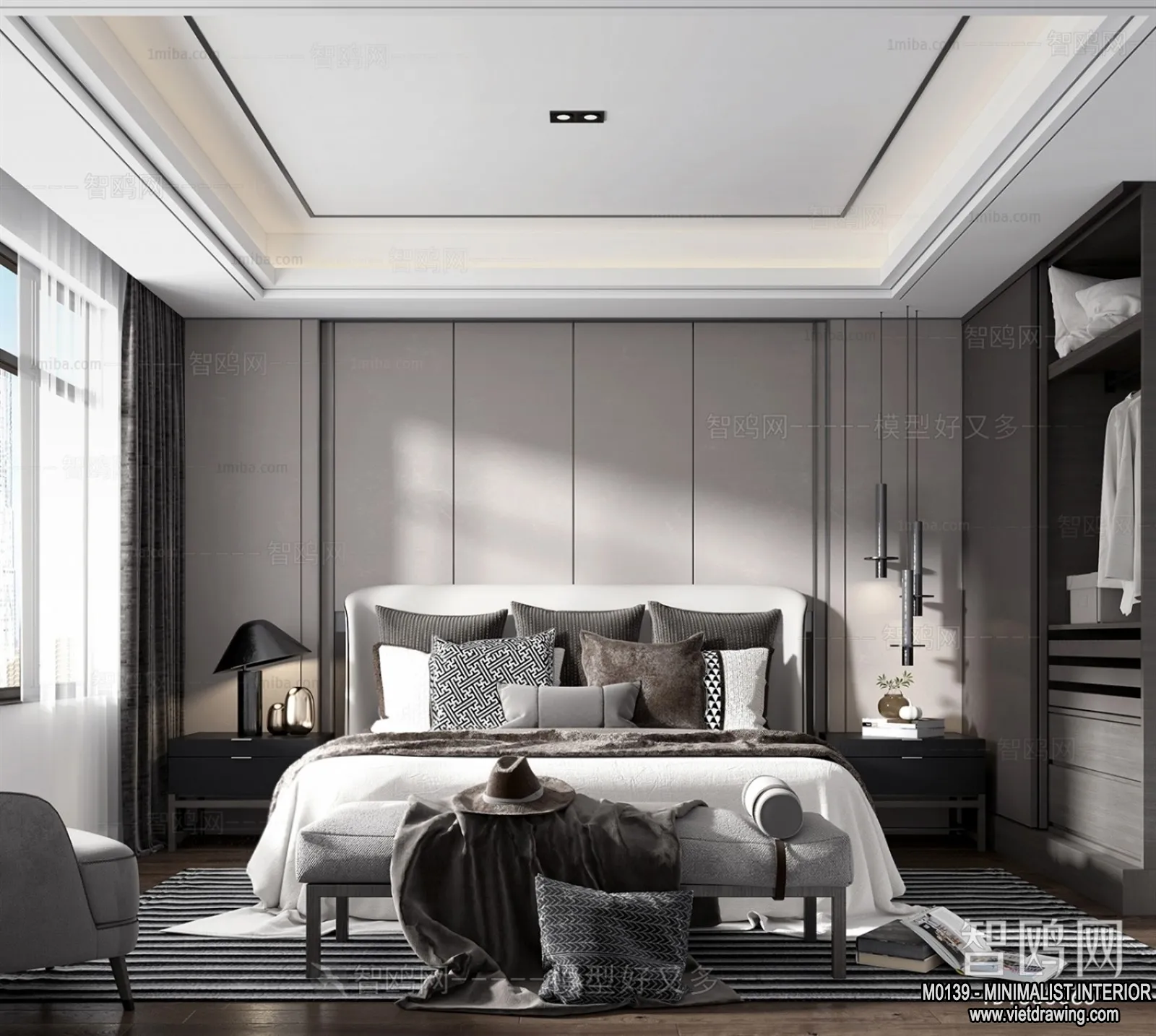 Bedroom – Minimalist Style – 3D Interior Scene – 025