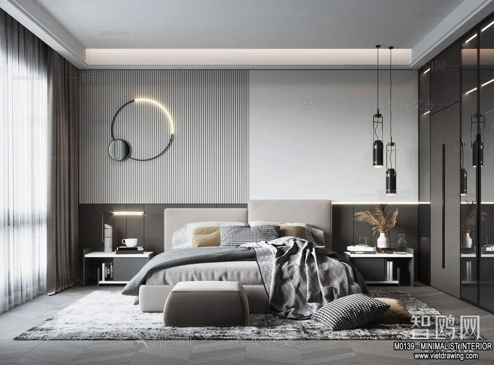 Bedroom – Minimalist Style – 3D Interior Scene – 027