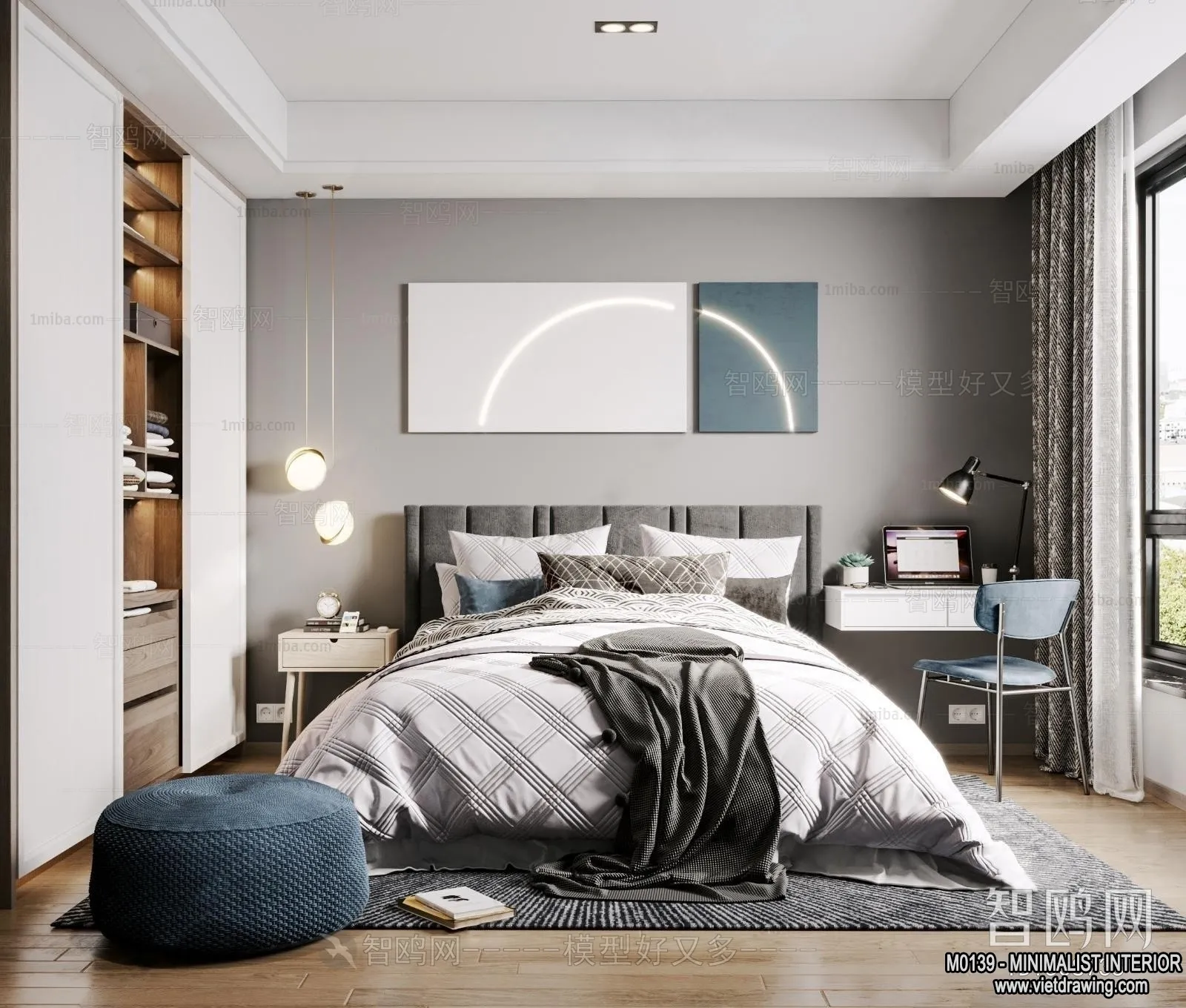 Bedroom – Minimalist Style – 3D Interior Scene – 028