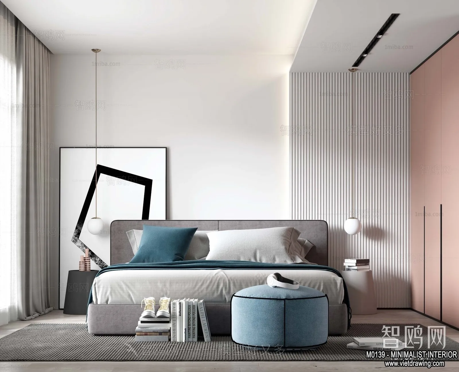 Bedroom – Minimalist Style – 3D Interior Scene – 029