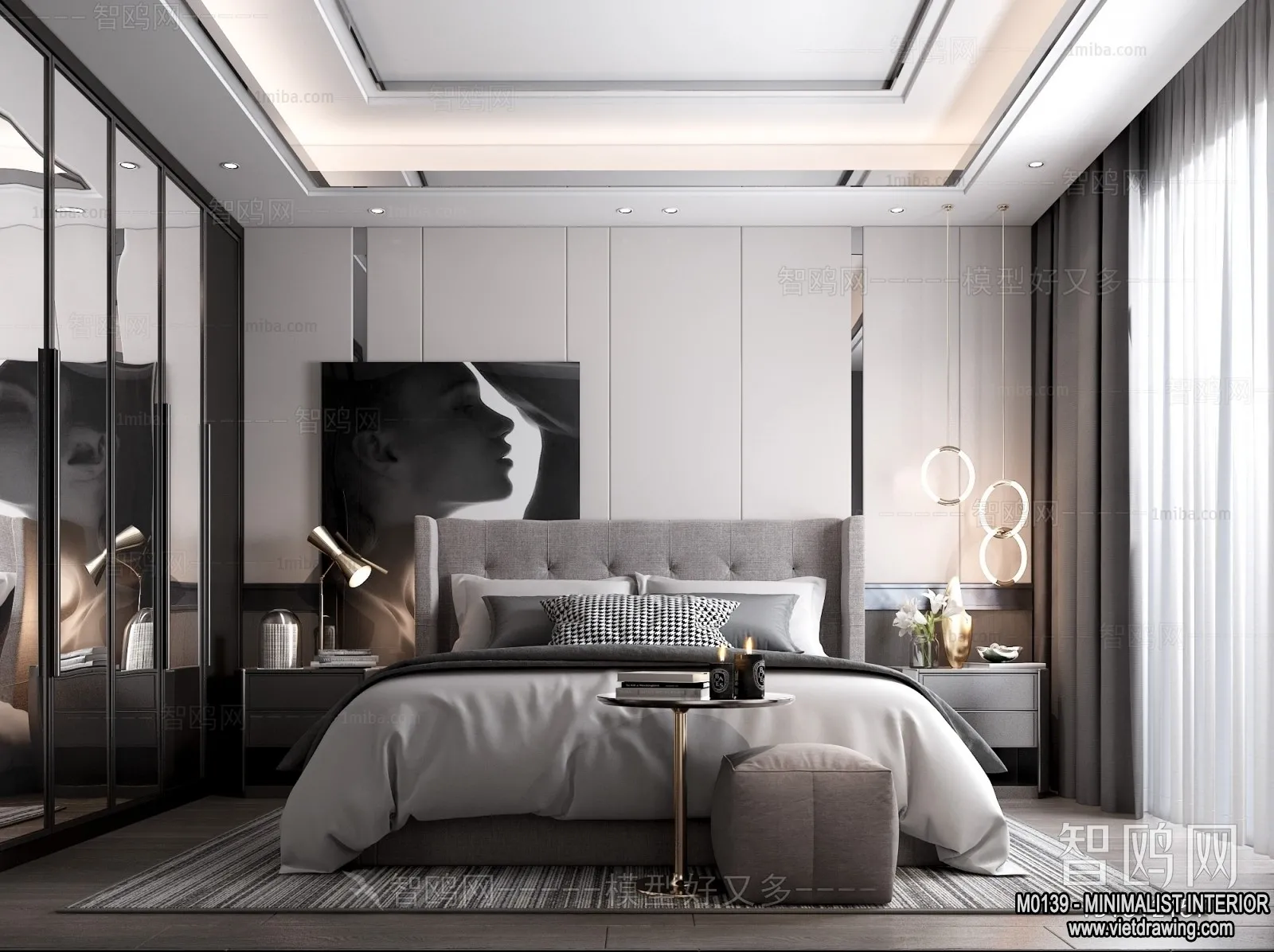 Bedroom – Minimalist Style – 3D Interior Scene – 032