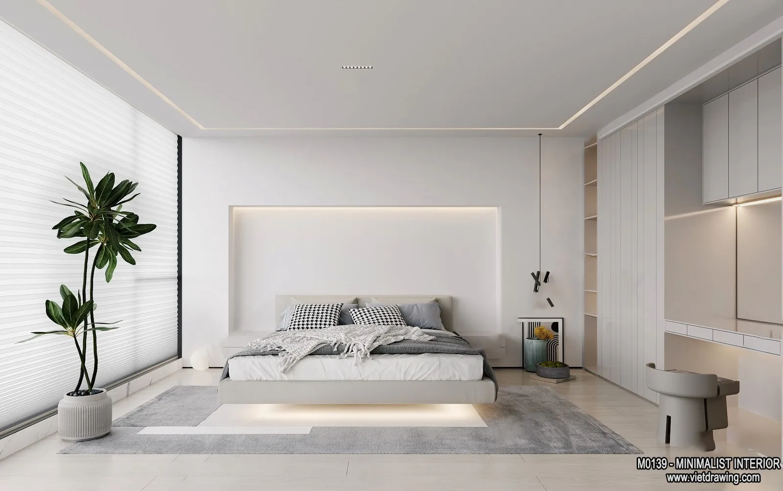 Bedroom – Minimalist Style – 3D Interior Scene – 033