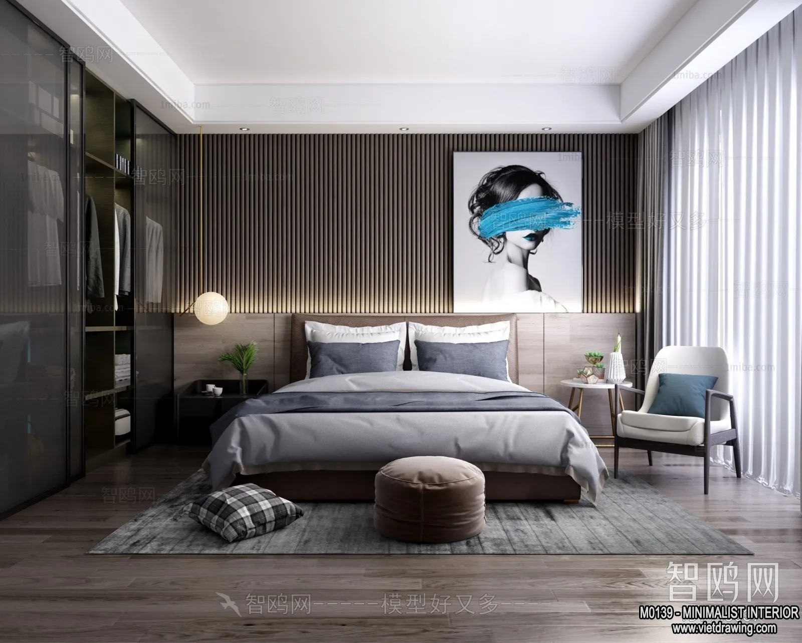 Bedroom – Minimalist Style – 3D Interior Scene – 034